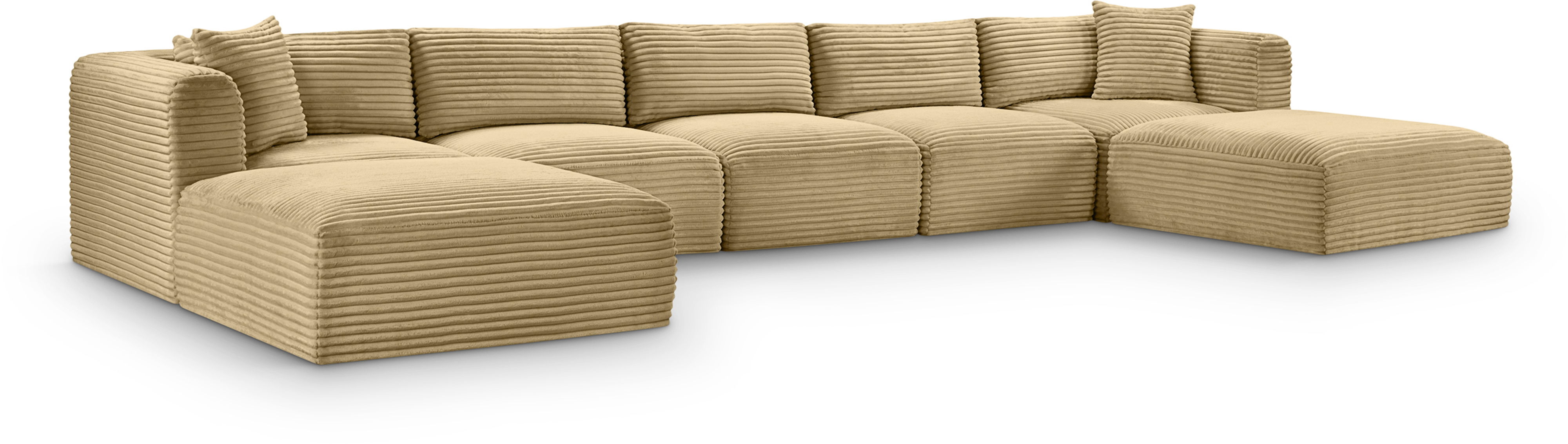 Shaggy - 7 Piece Modular Sectional With 2 Ottomans - Camel