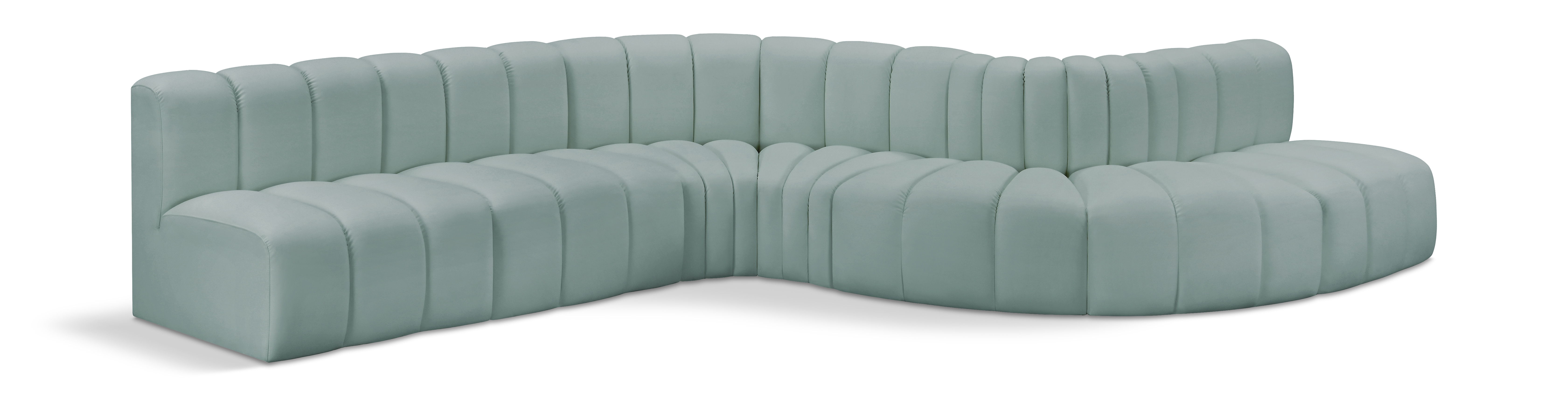 Arc - Faux Leather 7 Piece Modular Sofa - Mint Green