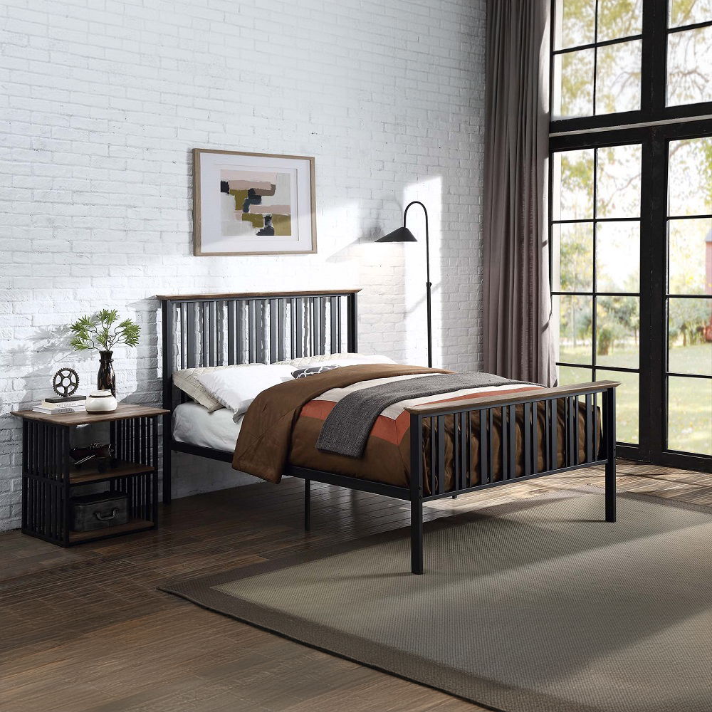 Zudora - Full Bed - Antique Oak & Black, black, view 4
