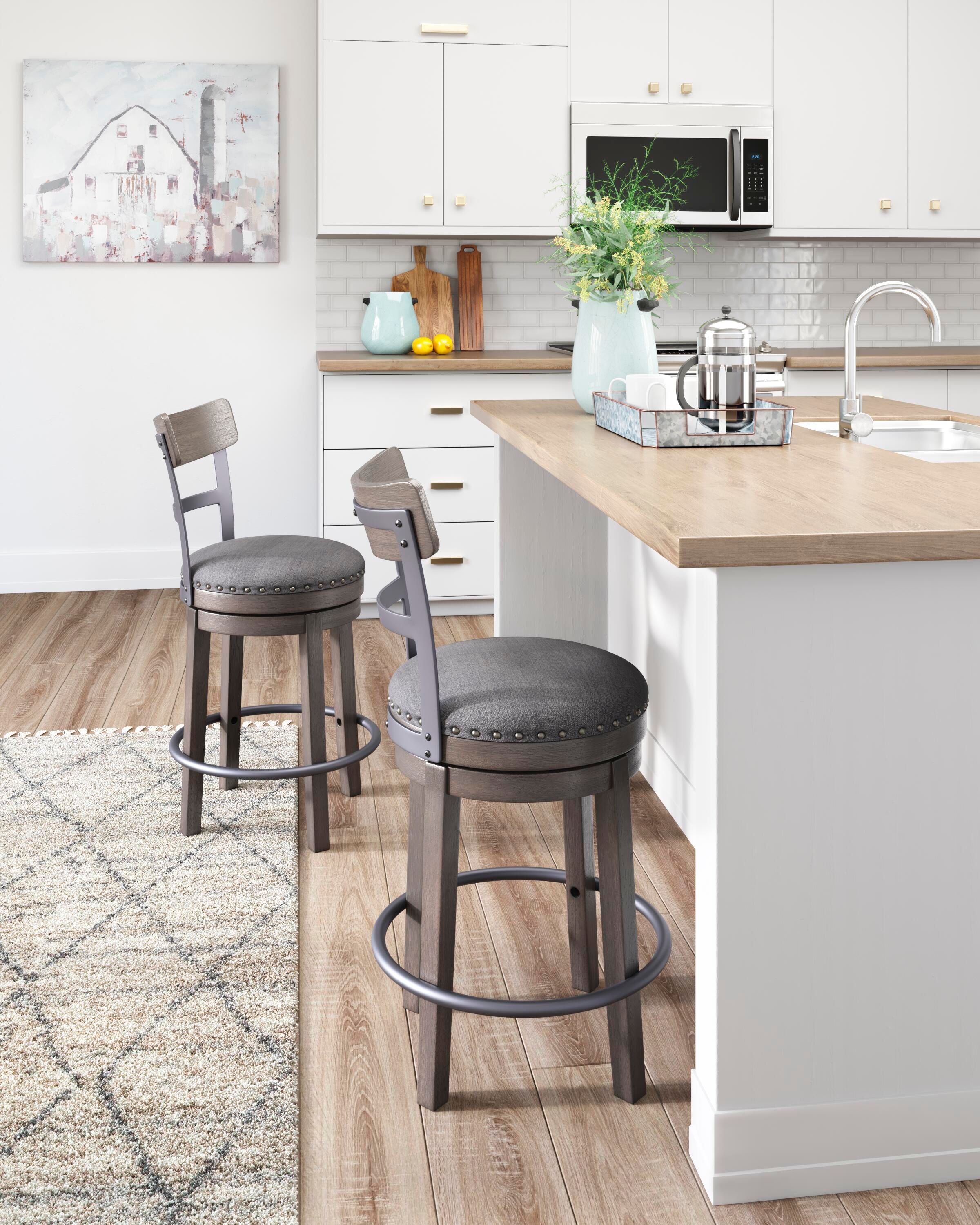 Ashley Furniture Caitbrook - UPH Swivel Barstool - Gray - Image 2