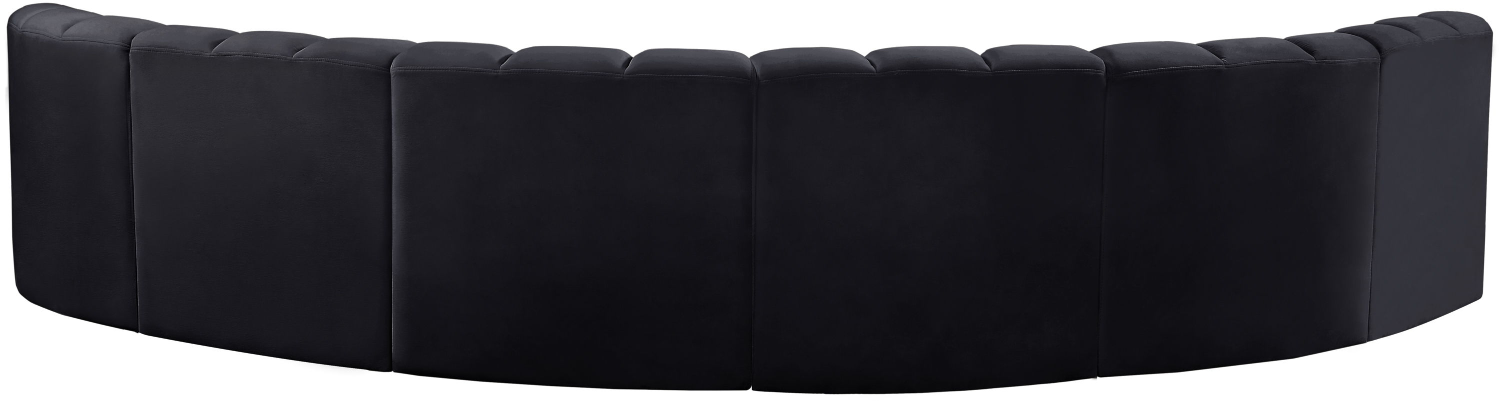 Arc - Velvet 6 Piece U-Shaped Modular Sofa - Black