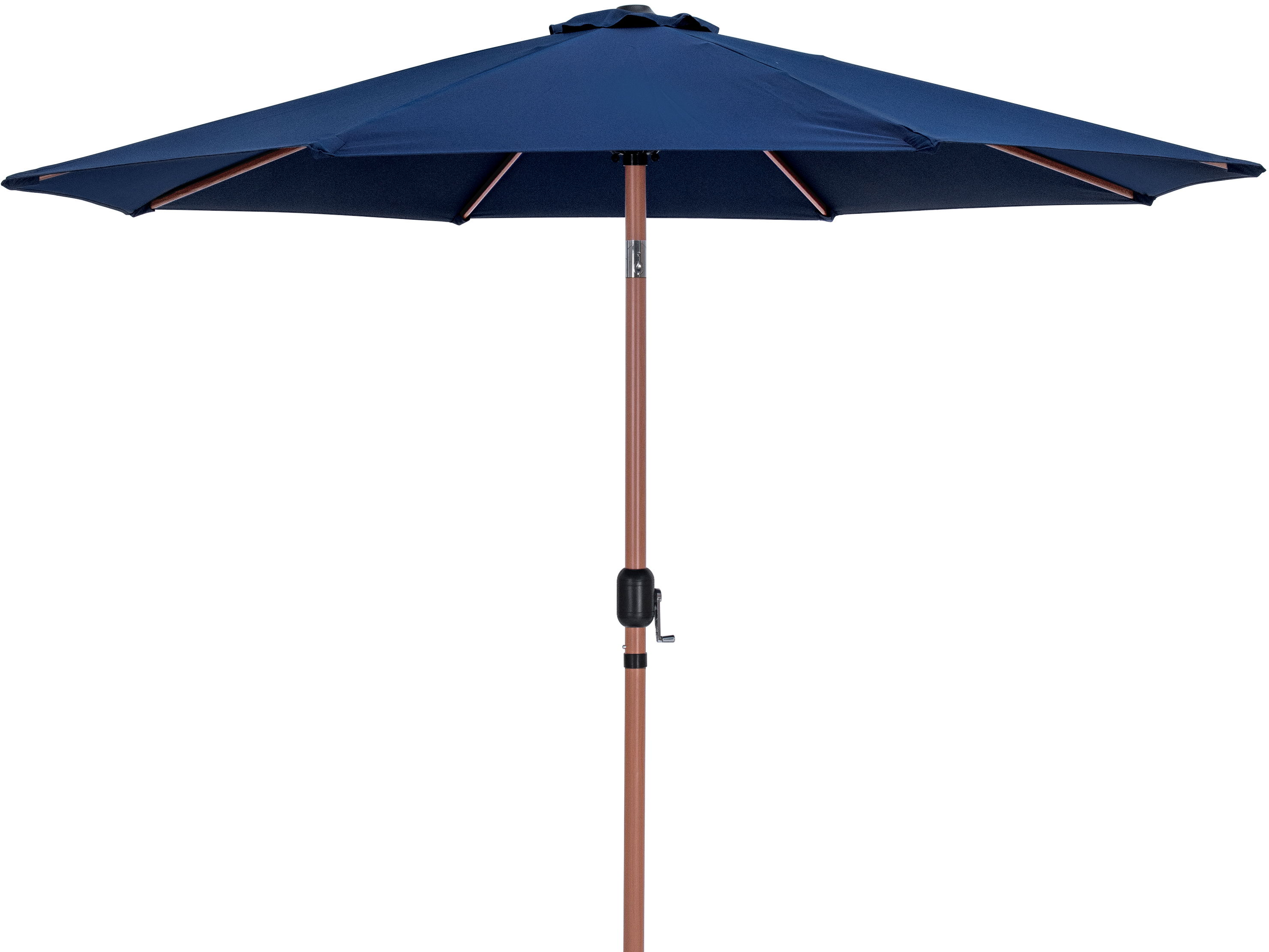 Fiji - Aluminum Patio Umbrella With Square Black And Teak Base - Navy