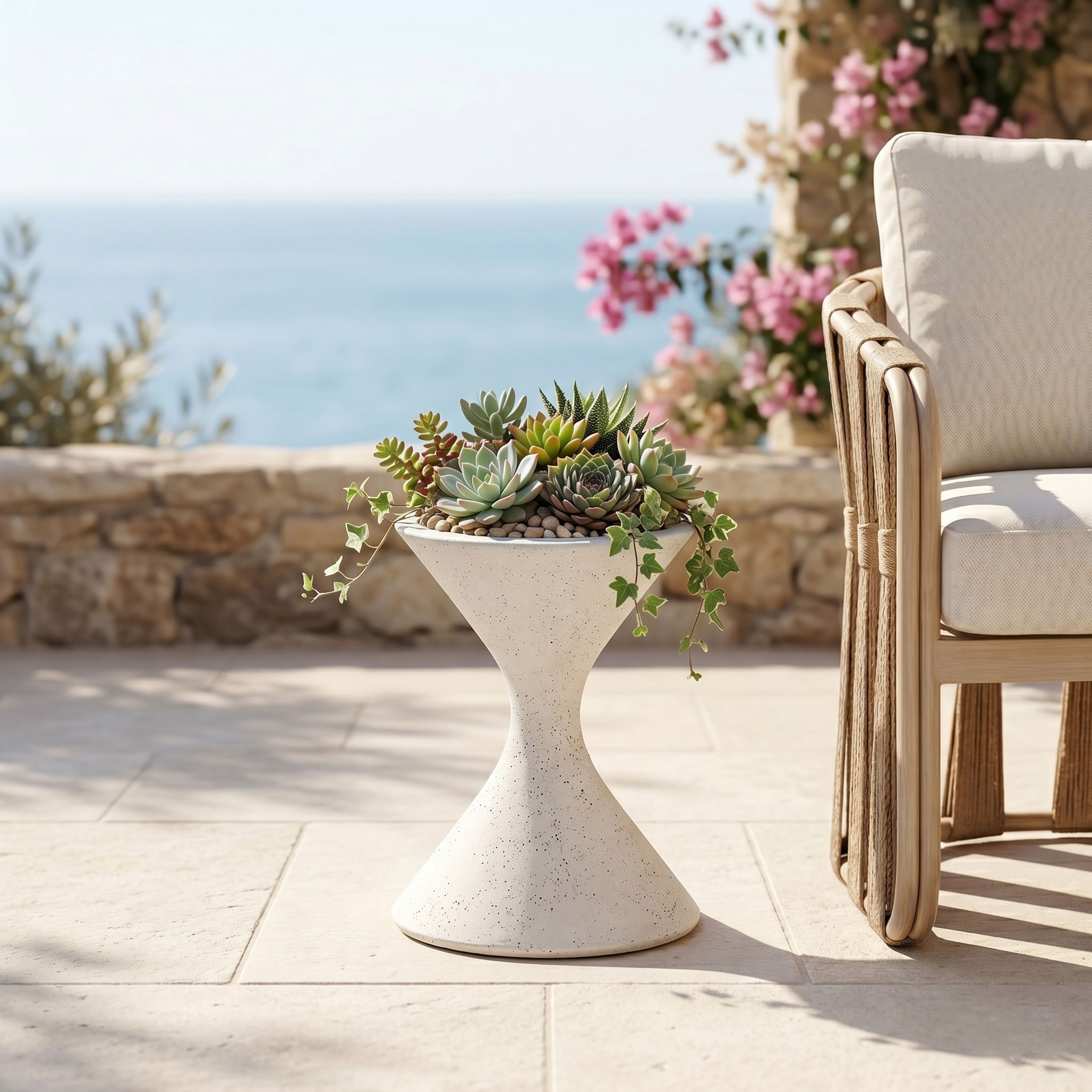 Vessa - 24" Indoor / Outdoor Concrete Planter - Cream