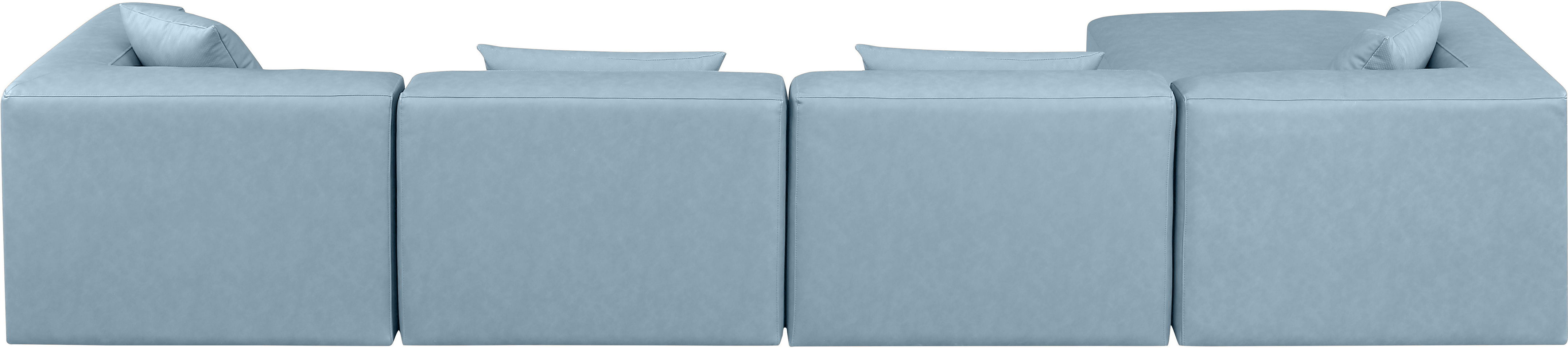 Cube - 5 Piece Modular Sectional With Chaise - Light Blue
