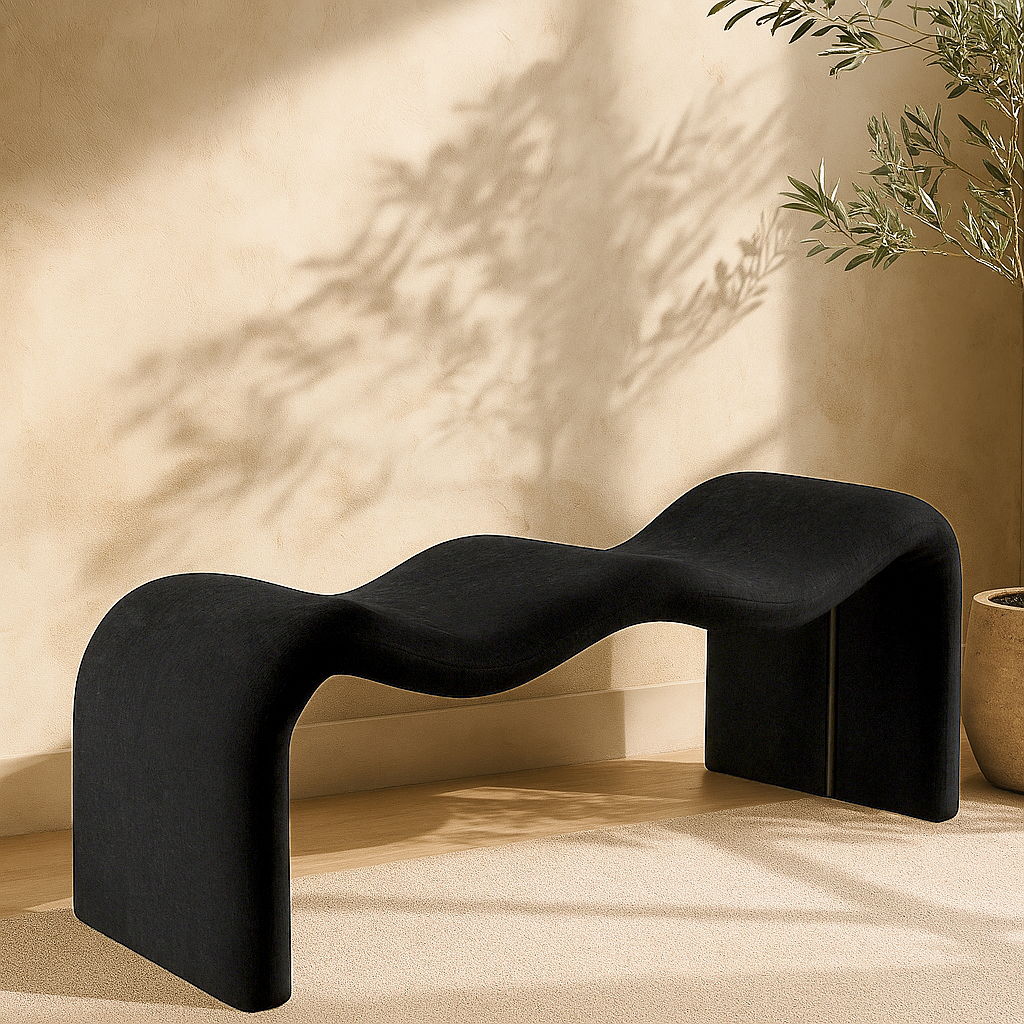 Willow - Chenille Bench - Black