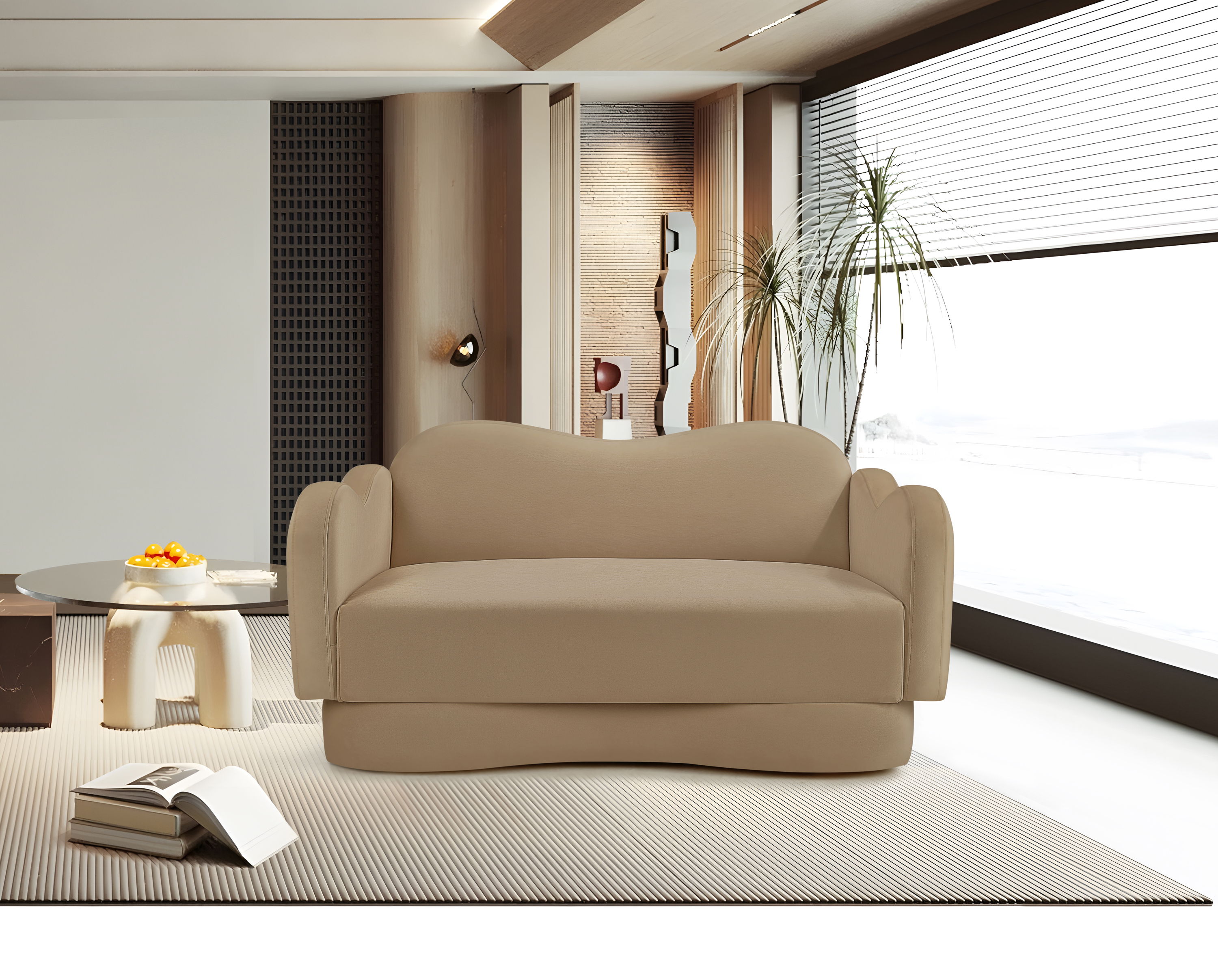 Bloom - Velvet Loveseat - Camel