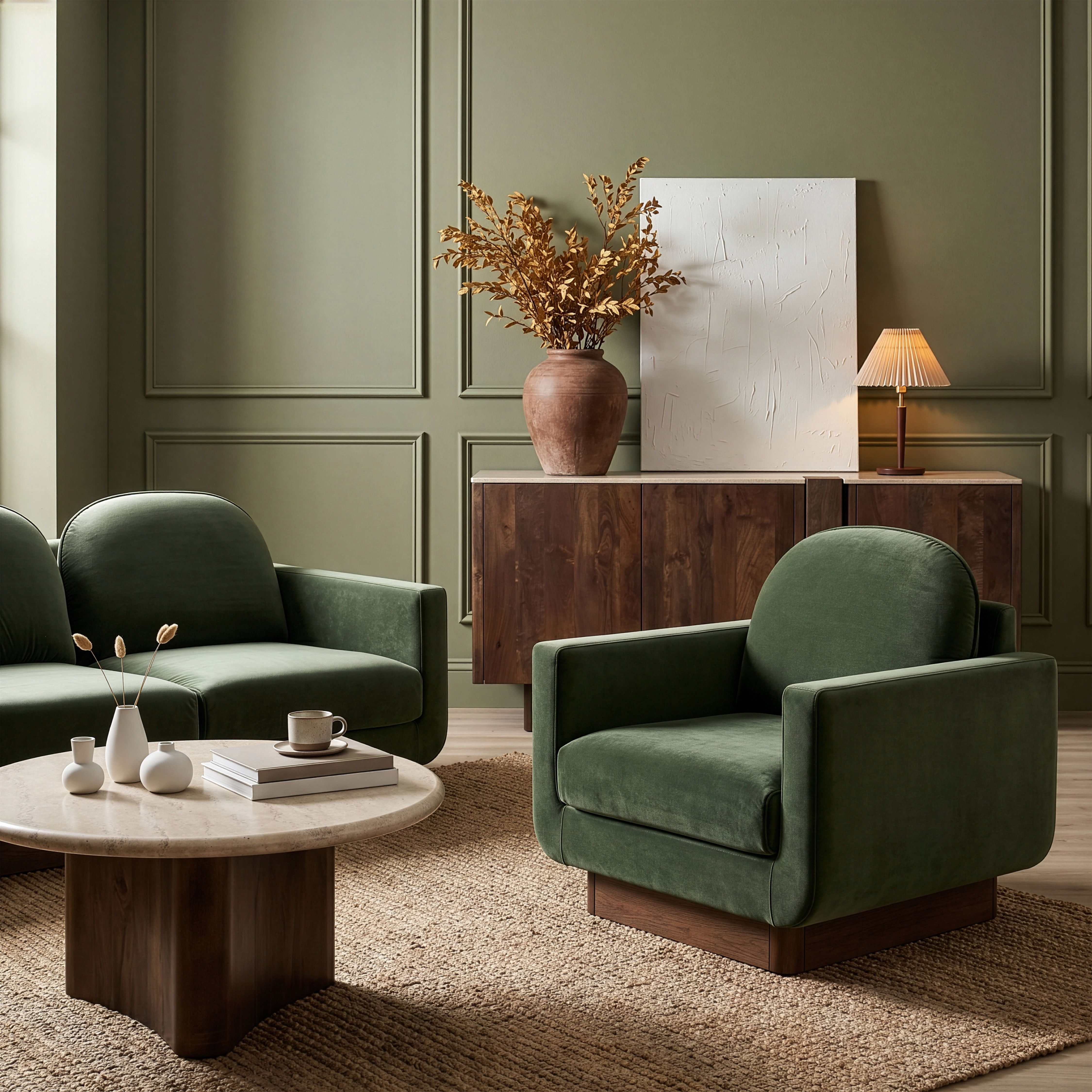 Diviento - Velvet Performance Fabric Upholstered Accent Chair - Green