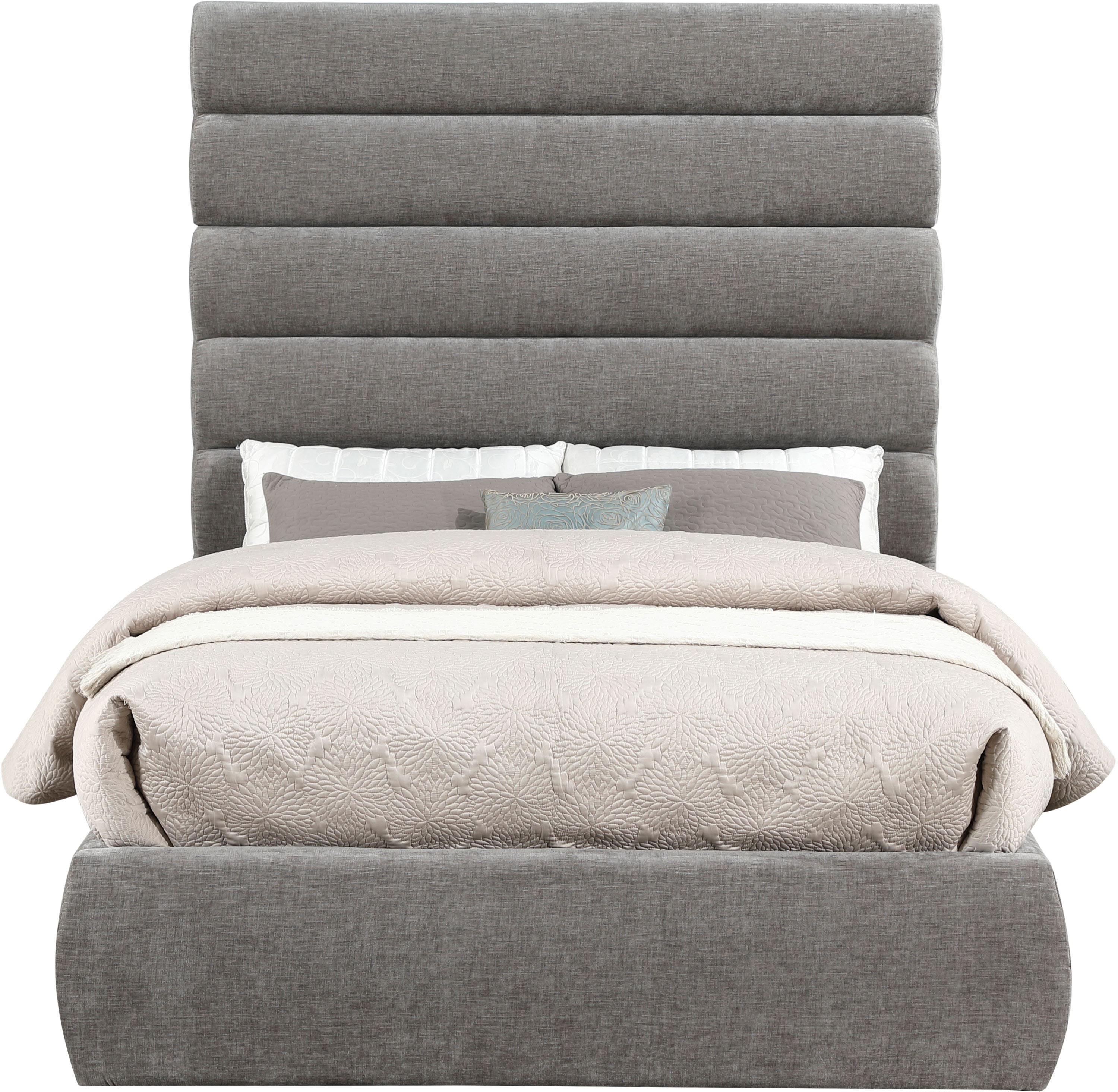 Adam - Chenille Fabric Full Bed With 70.5" Headboard - Gray
