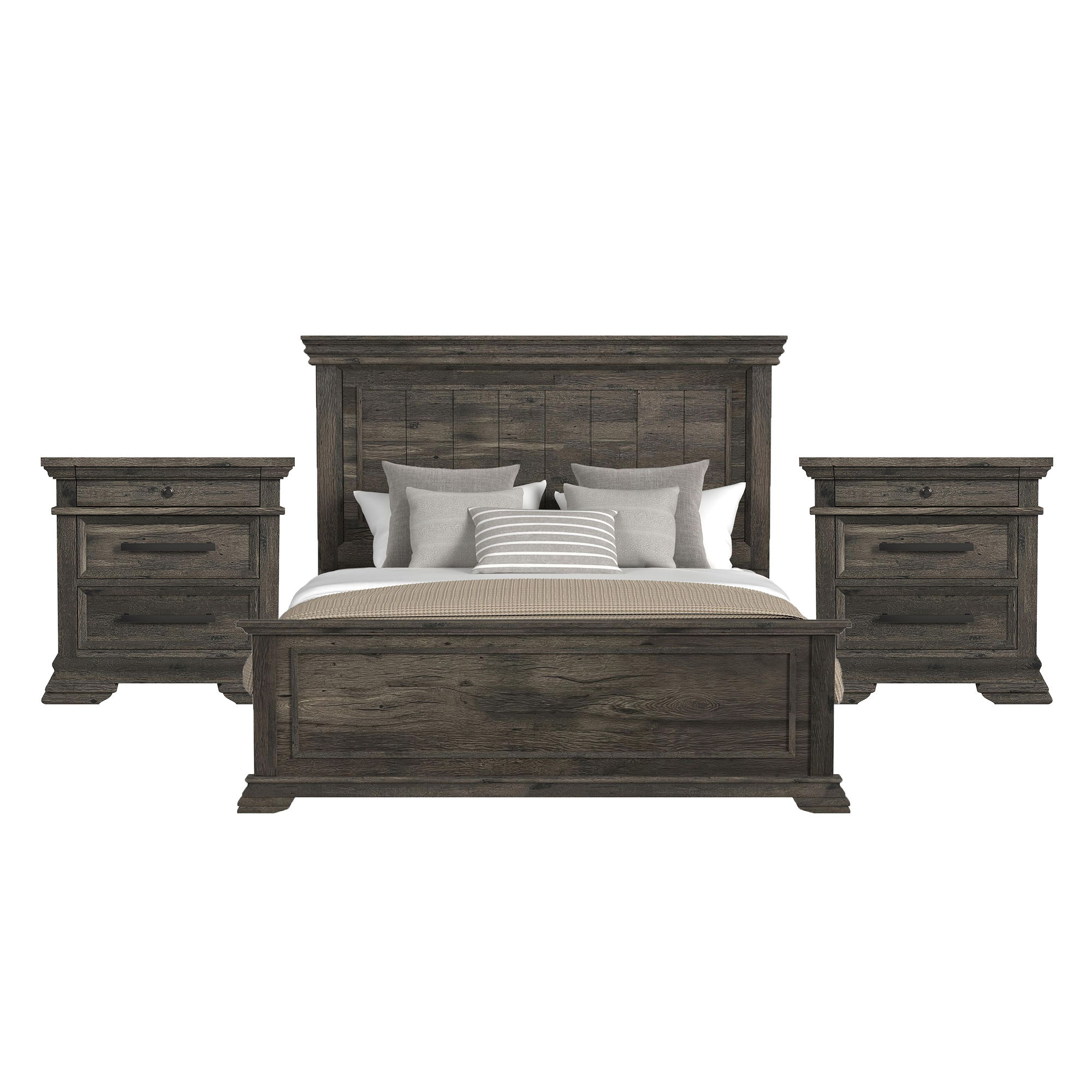 King · 3 Pc · Bedroom Set With 2 Nightstands