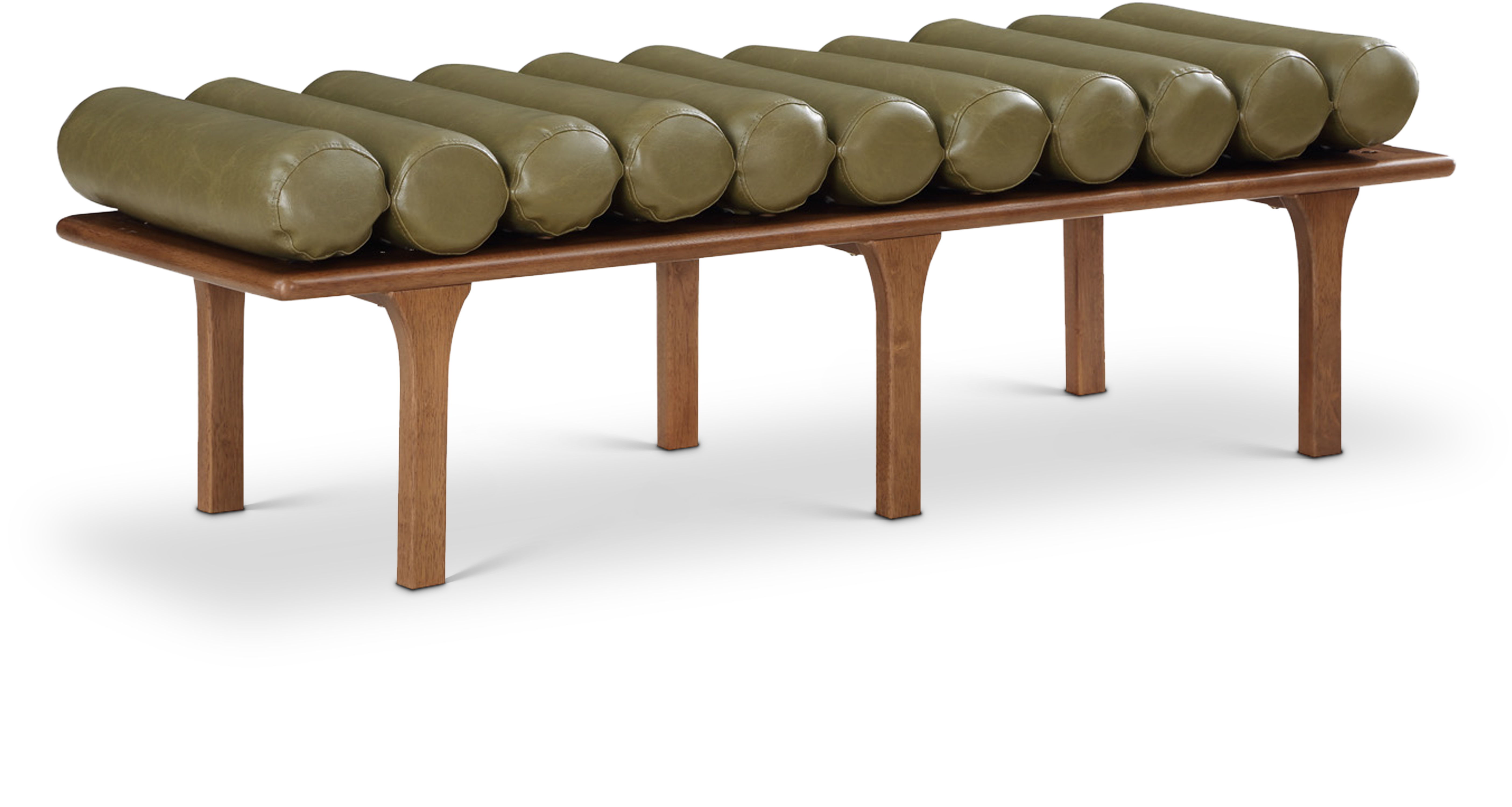 Landon - Bench With Brown Base - Olive Green