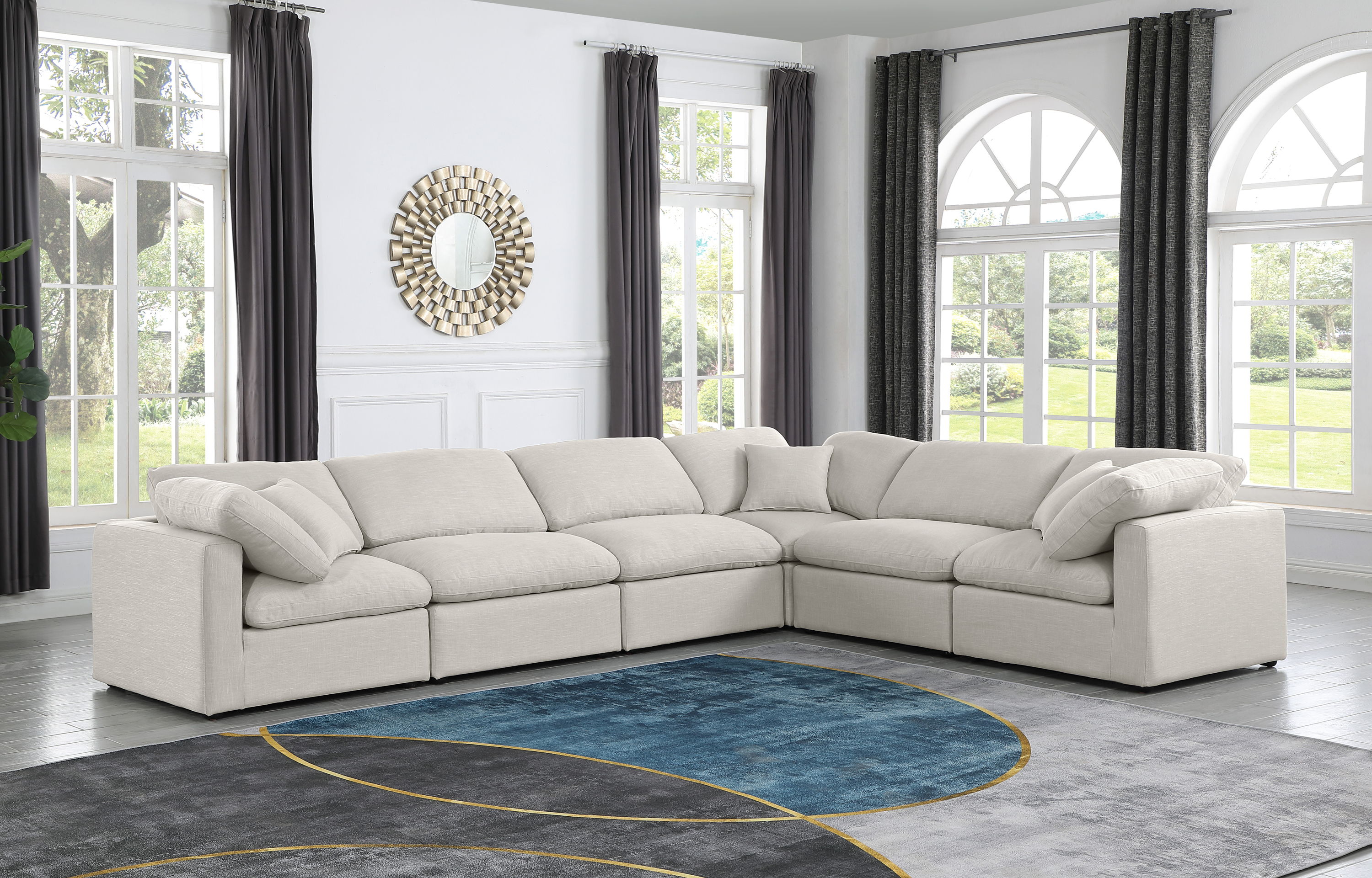 Indulge - Linen 6 Piece Modular Corner Sectional - Cream