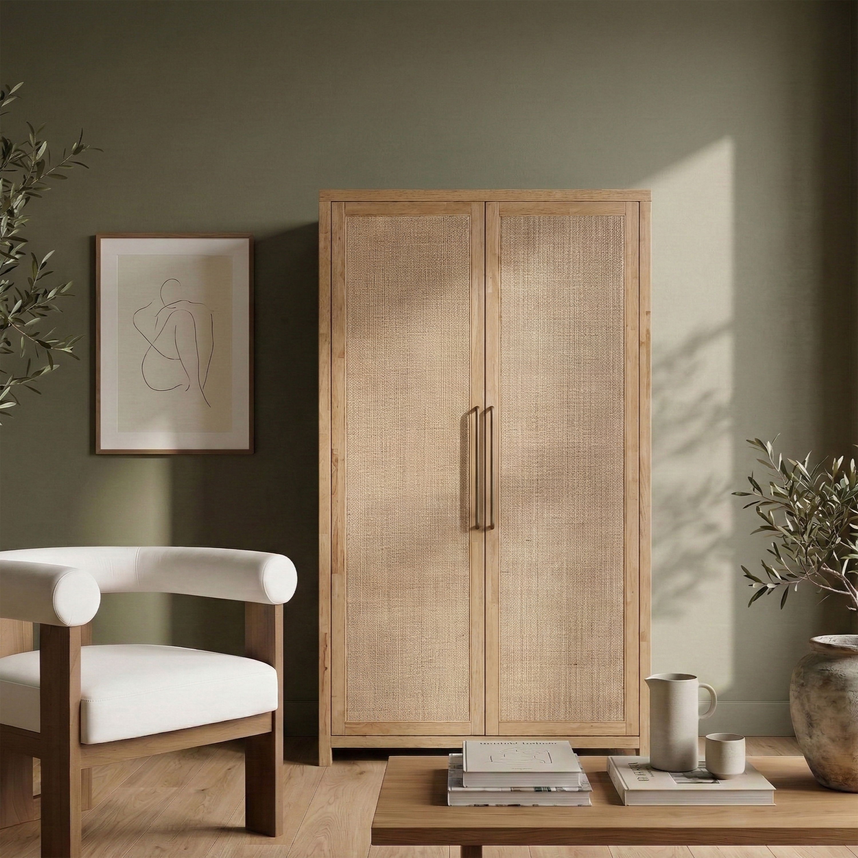 Vana - Solid Wood, Oak Veneer And Stainless Steel Storage Cabinet - Natural