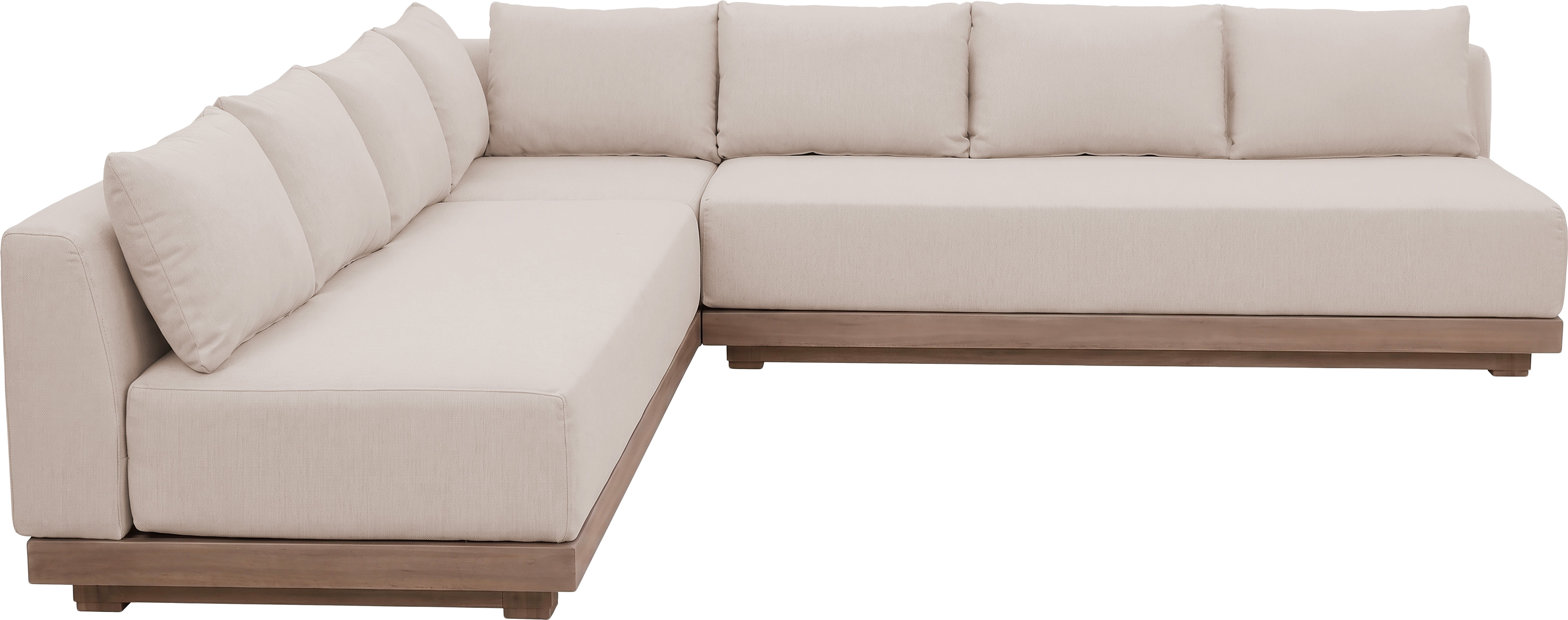 Solace - Olefin Performance Fabric 3 Piece Outdoor Patio Modular Sectional (2 Sofas & Corner Chair) - Beige