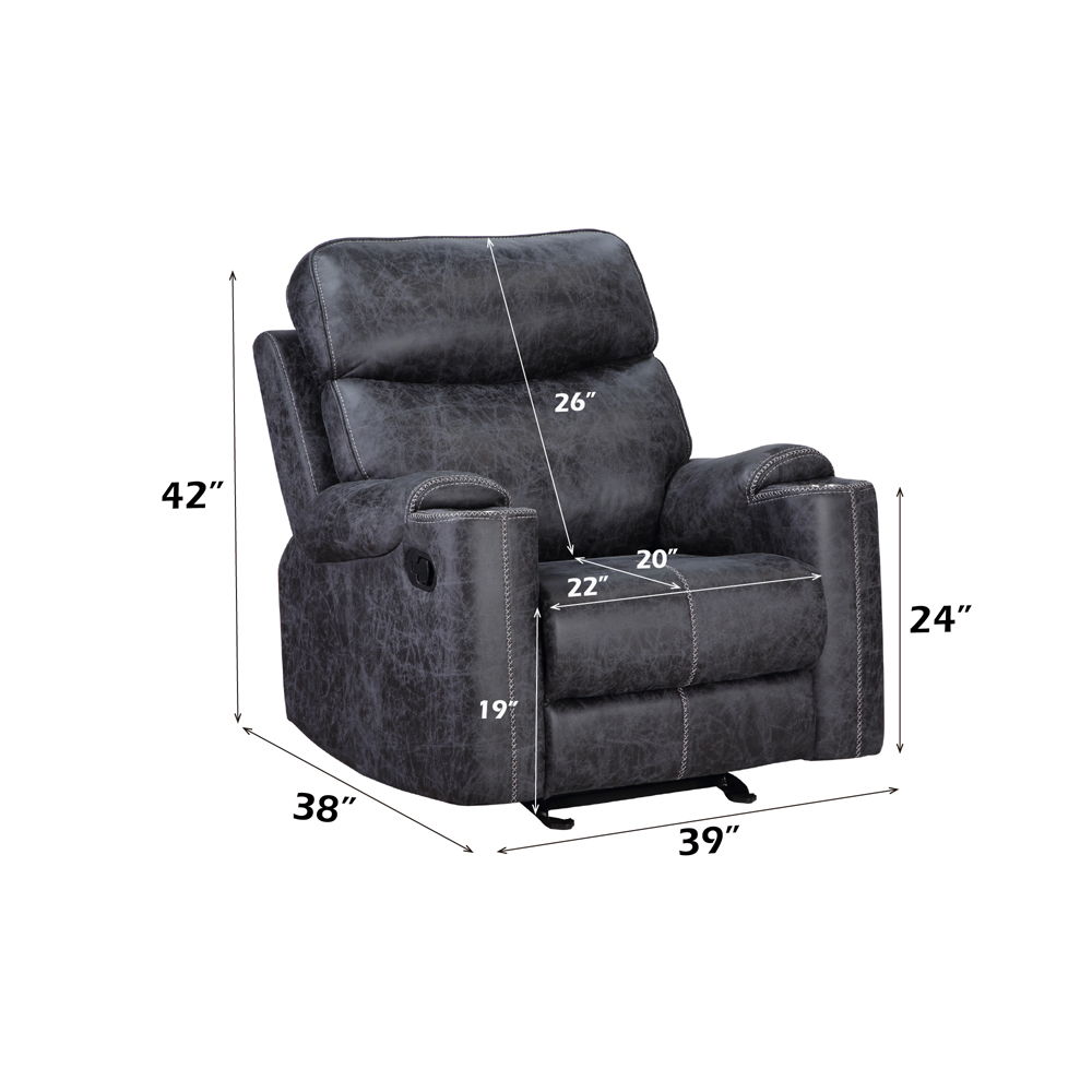 Hirah - Motion Glider Recliner - Dark Gray Polish Microfiber, dark gray, view 5