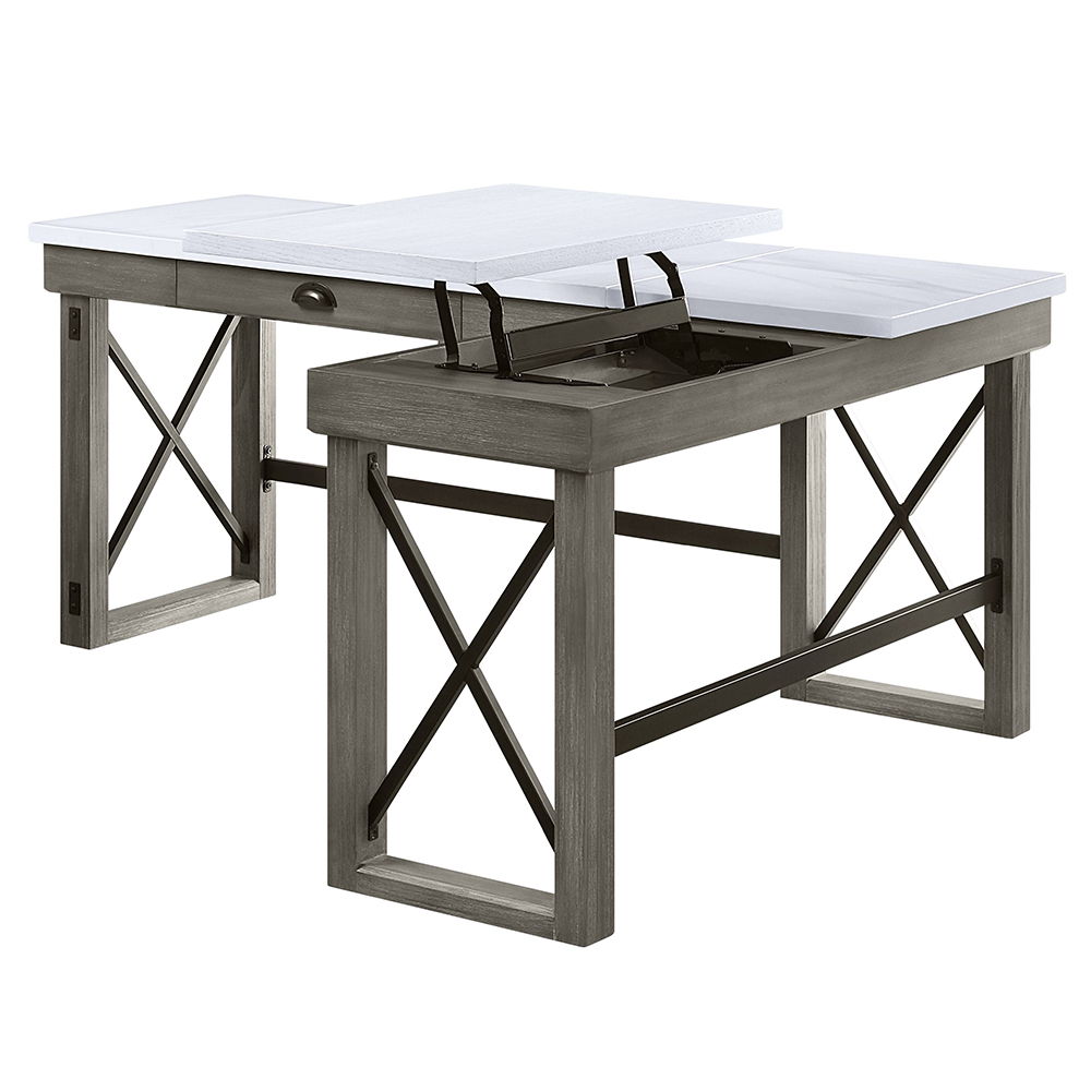 Talmar - Writing Desk With Lift Top - Marble Top & Weathered Gray, dark gray, view 4