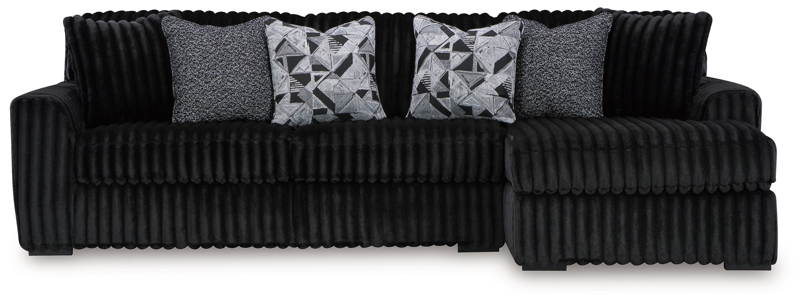 Ashley Furniture Midnight-Madness - 4 Pc. - 2-Piece Sectional Sofa With Raf Corner Chaise, Chaise, Ottoman - Onyx - Image 5