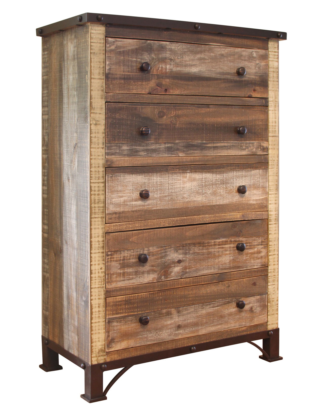 International Furniture Direct Antique - 5 Drawer Chest - Multicolor