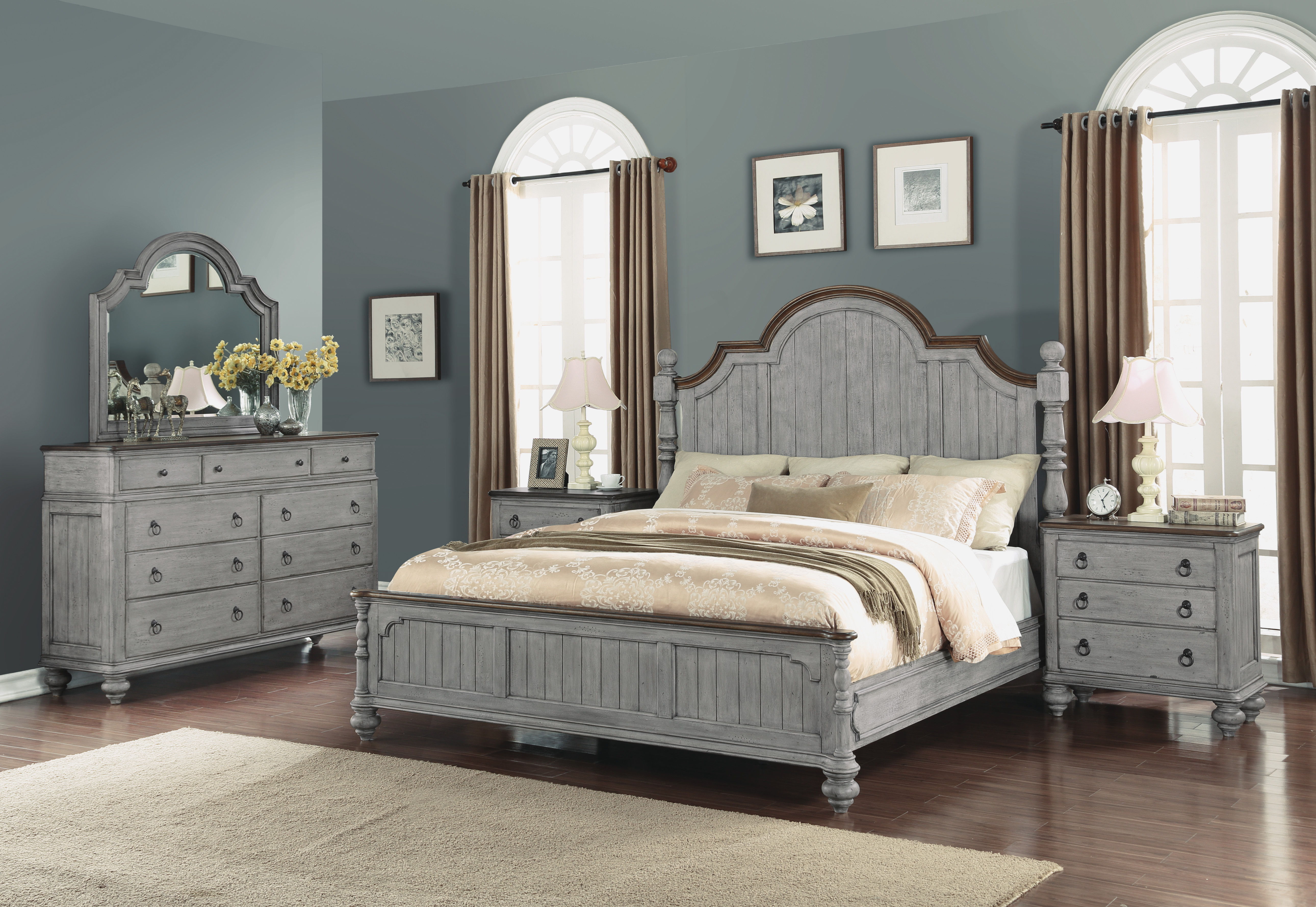 Plymouth - King Poster Bed - Gray, gray, view 4