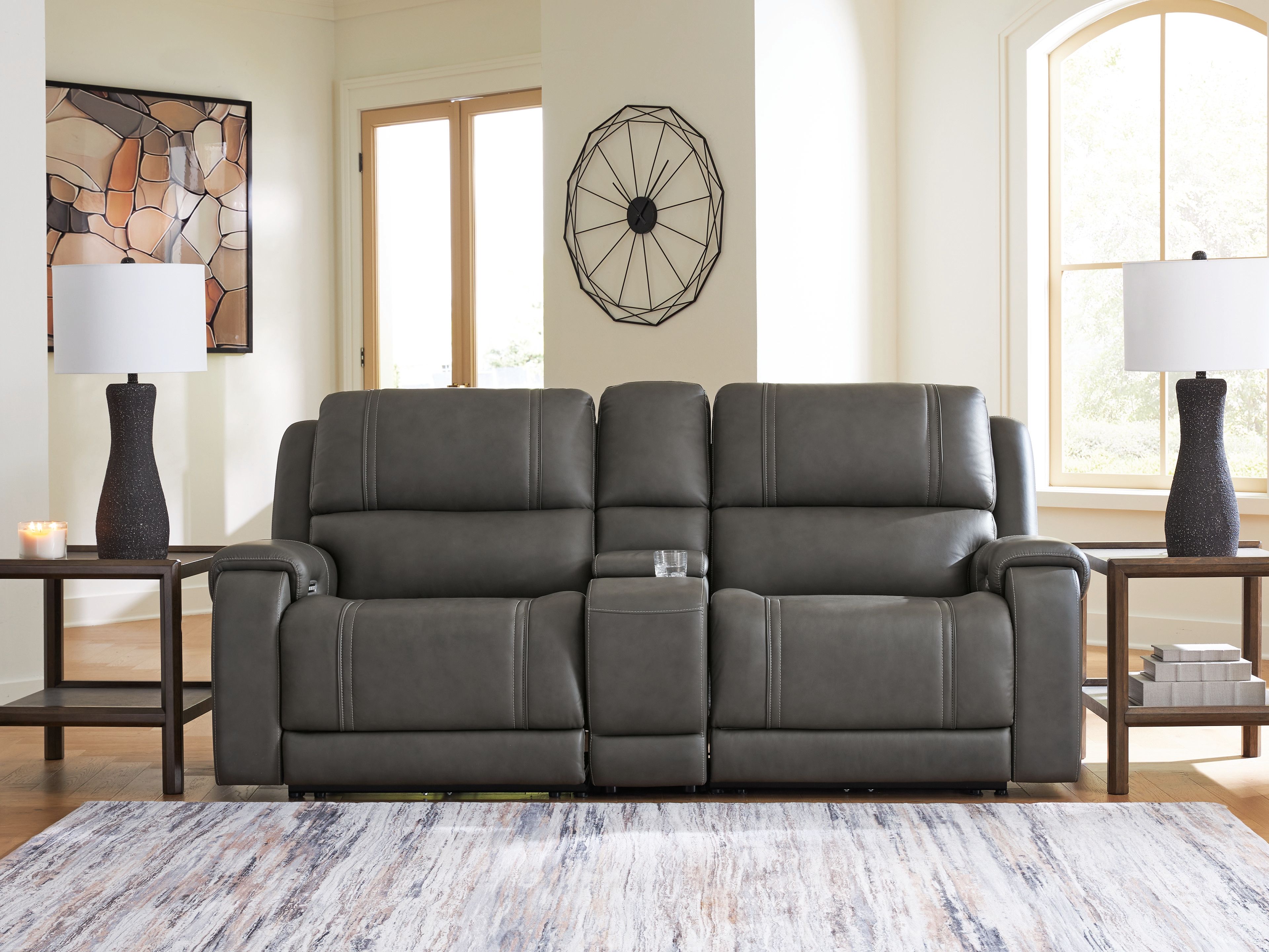 Ashley Furniture 5Z - Pittson - 3-Piece Power Reclining Sectional Loveseat With Storage Console - Anchor - Image 9
