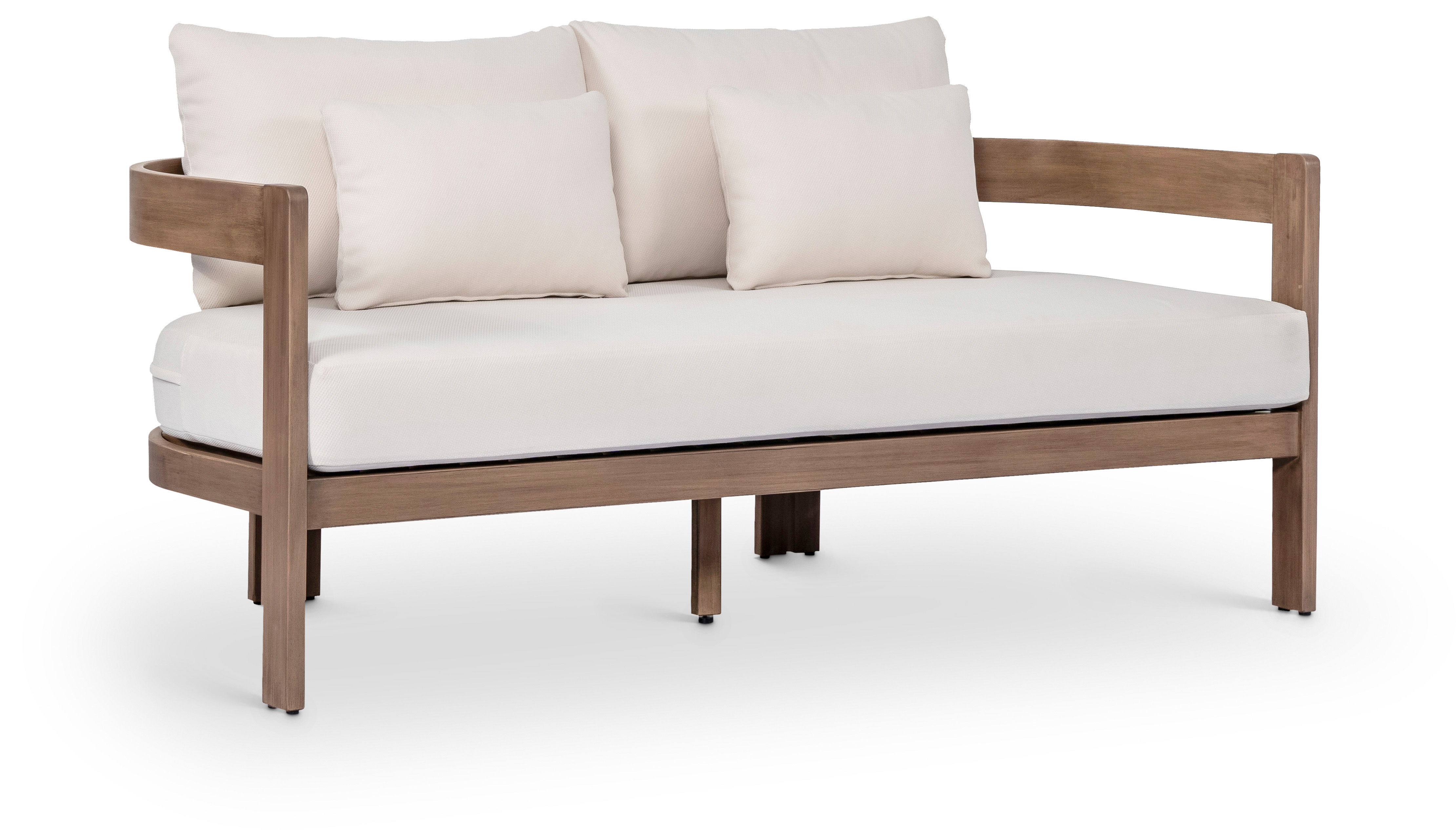 Newport - Water Resistant Fabric 65" Upholstered Outdoor Patio Loveseat - Cream