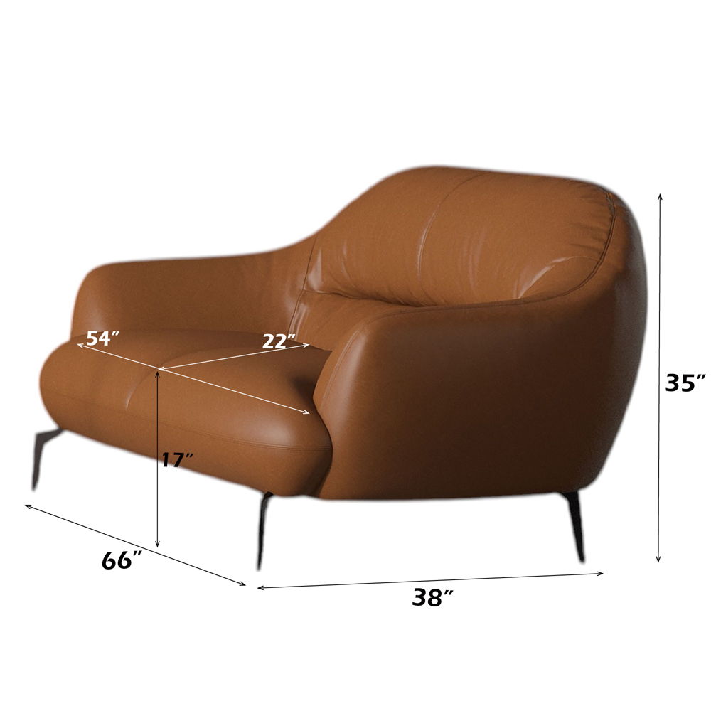 Leonia - Loveseat - Cognac Leather, dark brown, view 7