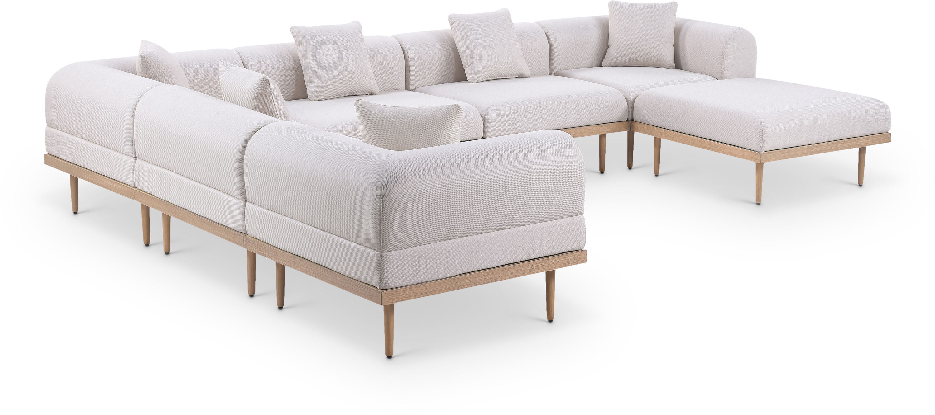 7 Pc · Resilient Water Resistant Fabric 142" Upholstered Outdoor Patio Modular Sectional