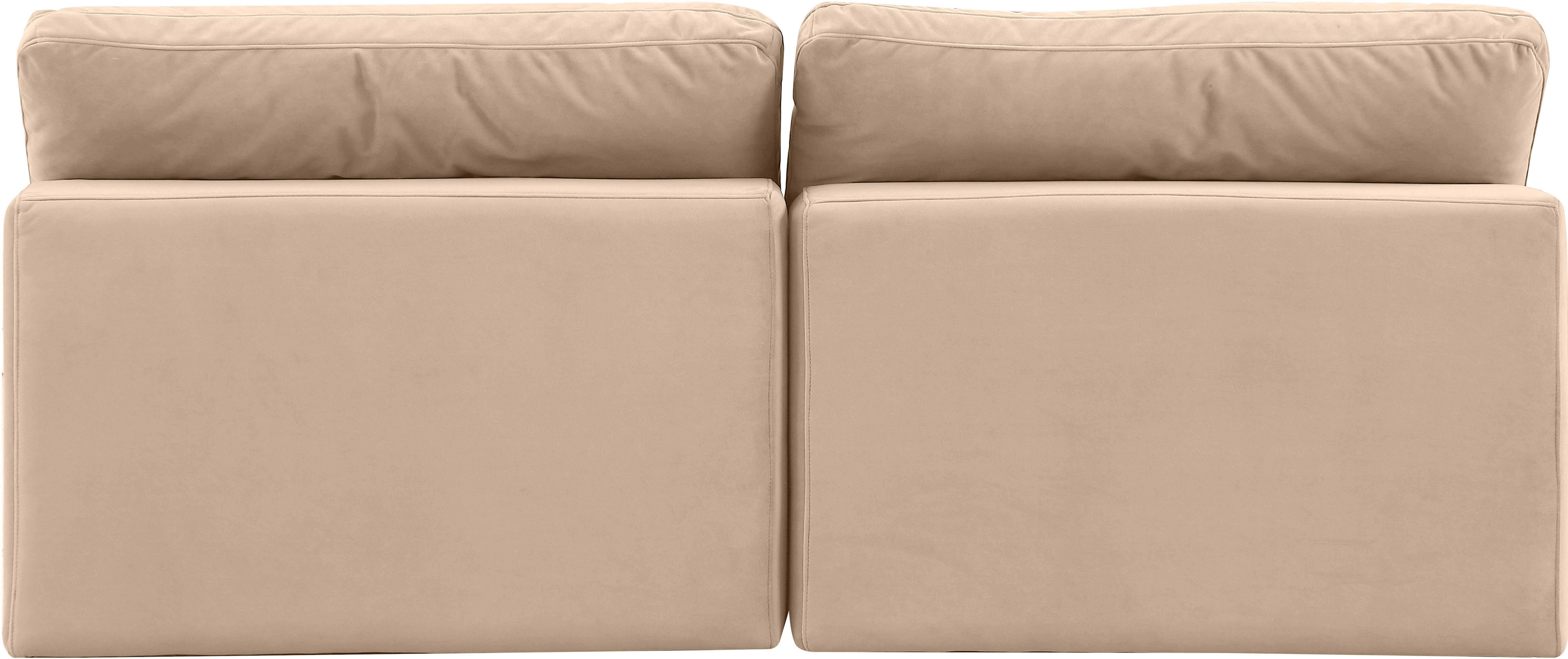 Comfy - Velvet Modular Armless Sofa 2 Pieces - Beige