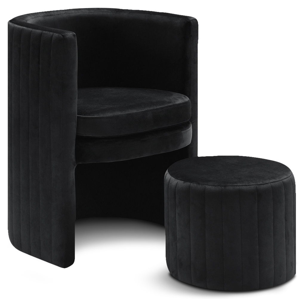 Selena - Accent Chair and Ottoman Set - Black