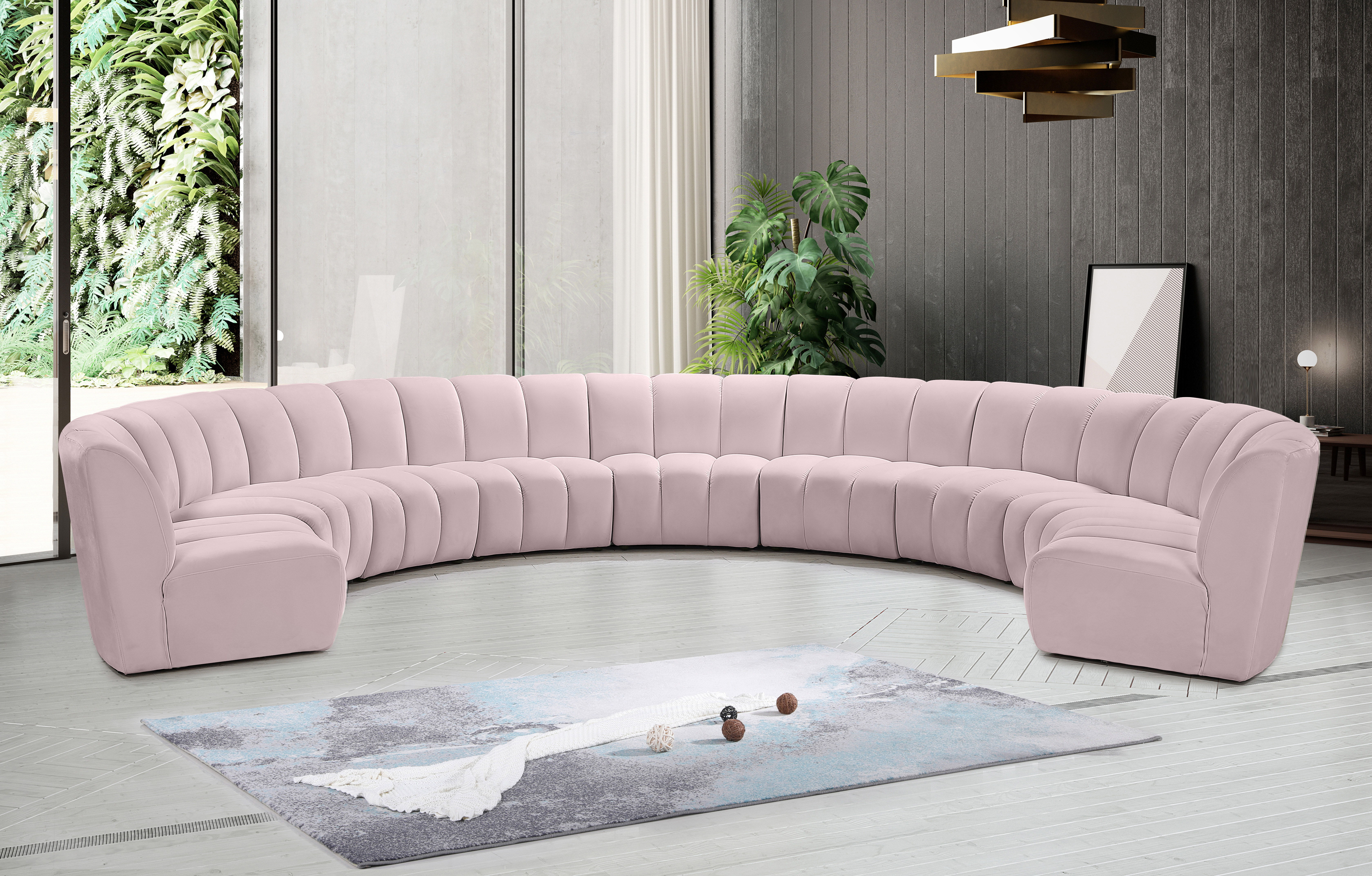 Infinity - 9 Piece Modular Sectional - Pink
