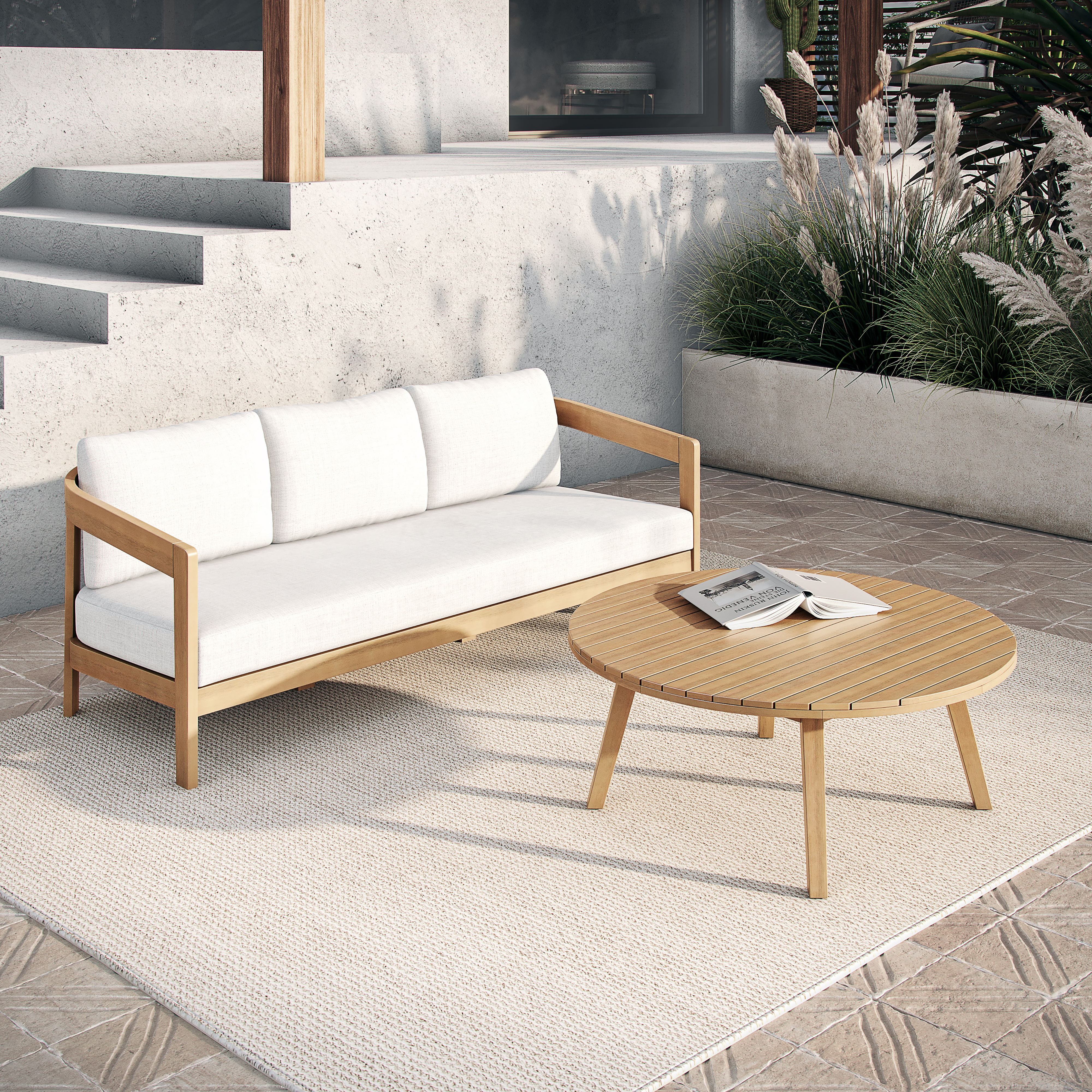 Wesley - 2 Piece Outdoor (Sofa & Coffee Table) - White