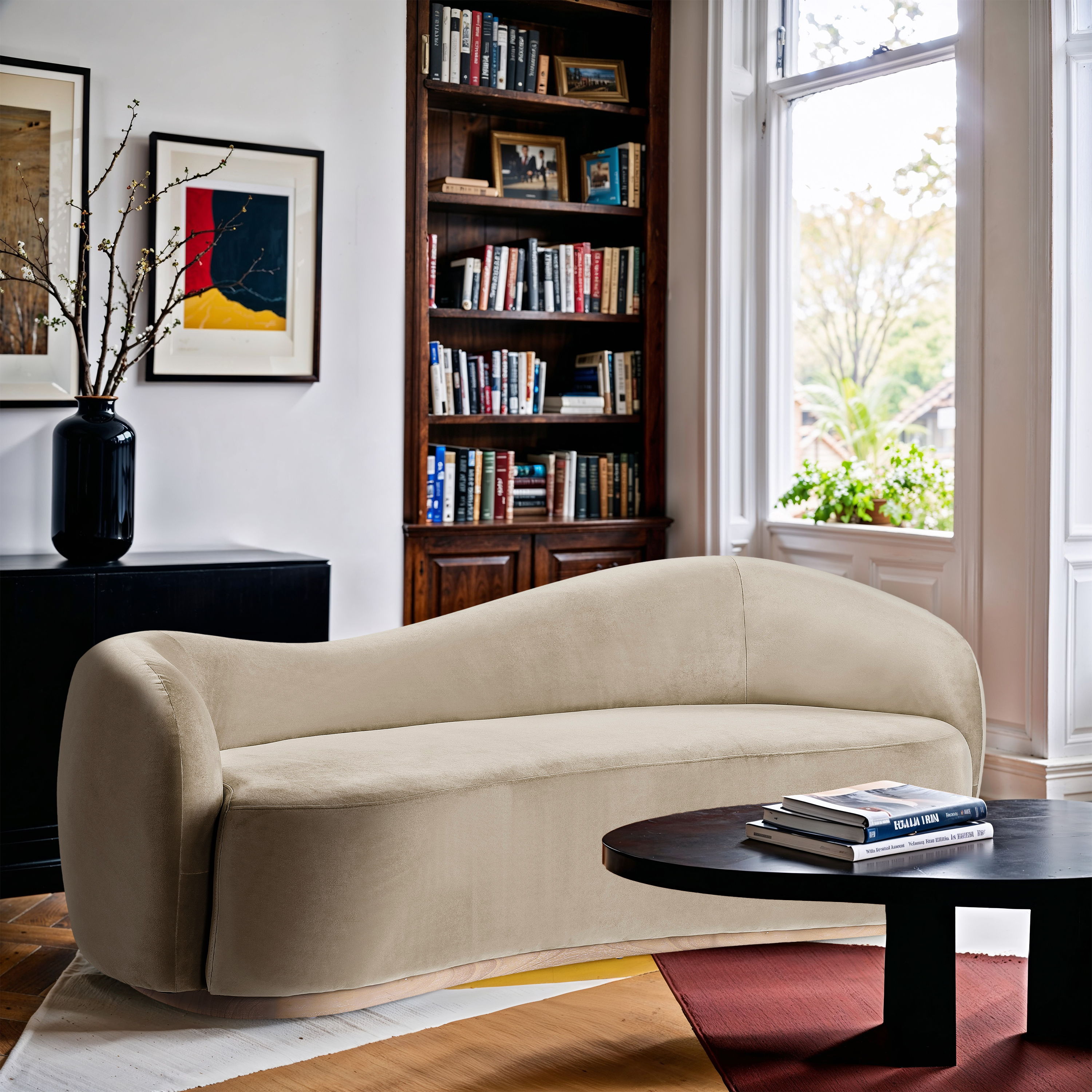 Gustavo - Velvet 92.5" Upholstered Sofa - Cream