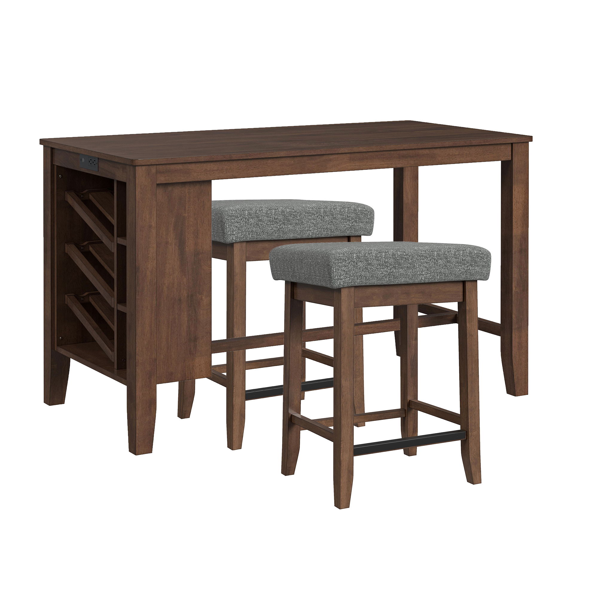 Kitchen Island & 2 Counter Stools With Fabric