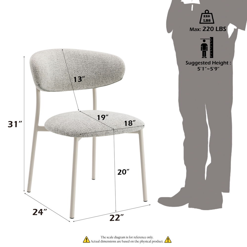 Kalam - Side Chair (Set of 2) - Gray Fabric & Beige, light gray, view 4