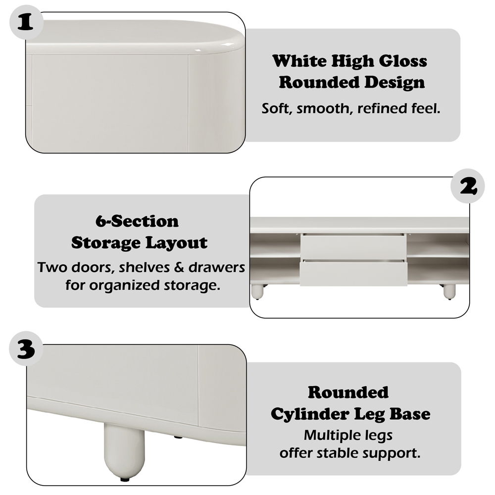 Keely - TV Stand - White High Gloss, white, view 7