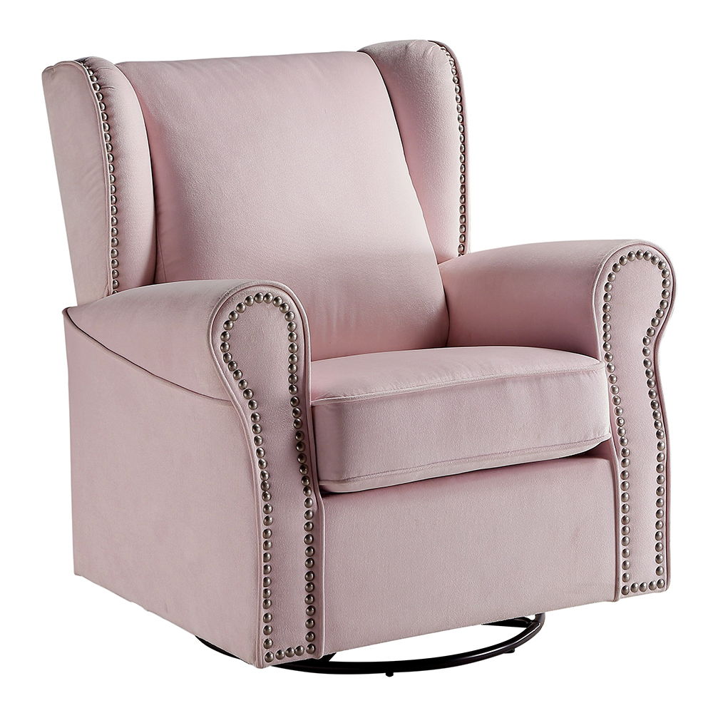 Tamaki - Swivel Chair With Glider - Pink Fabric, pink, view 2