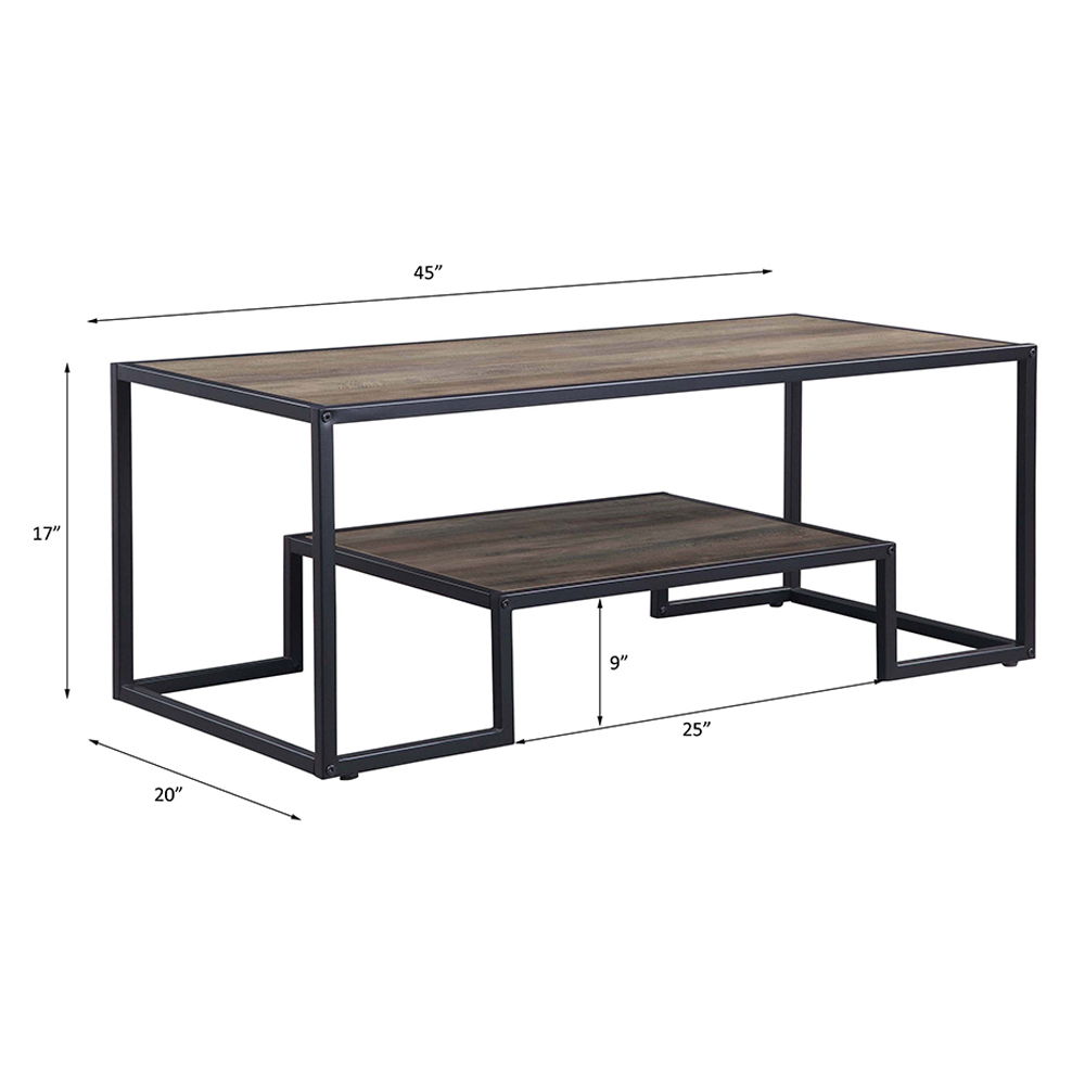 Idella - Coffee Table - Rustic Oak & Black, black, view 5