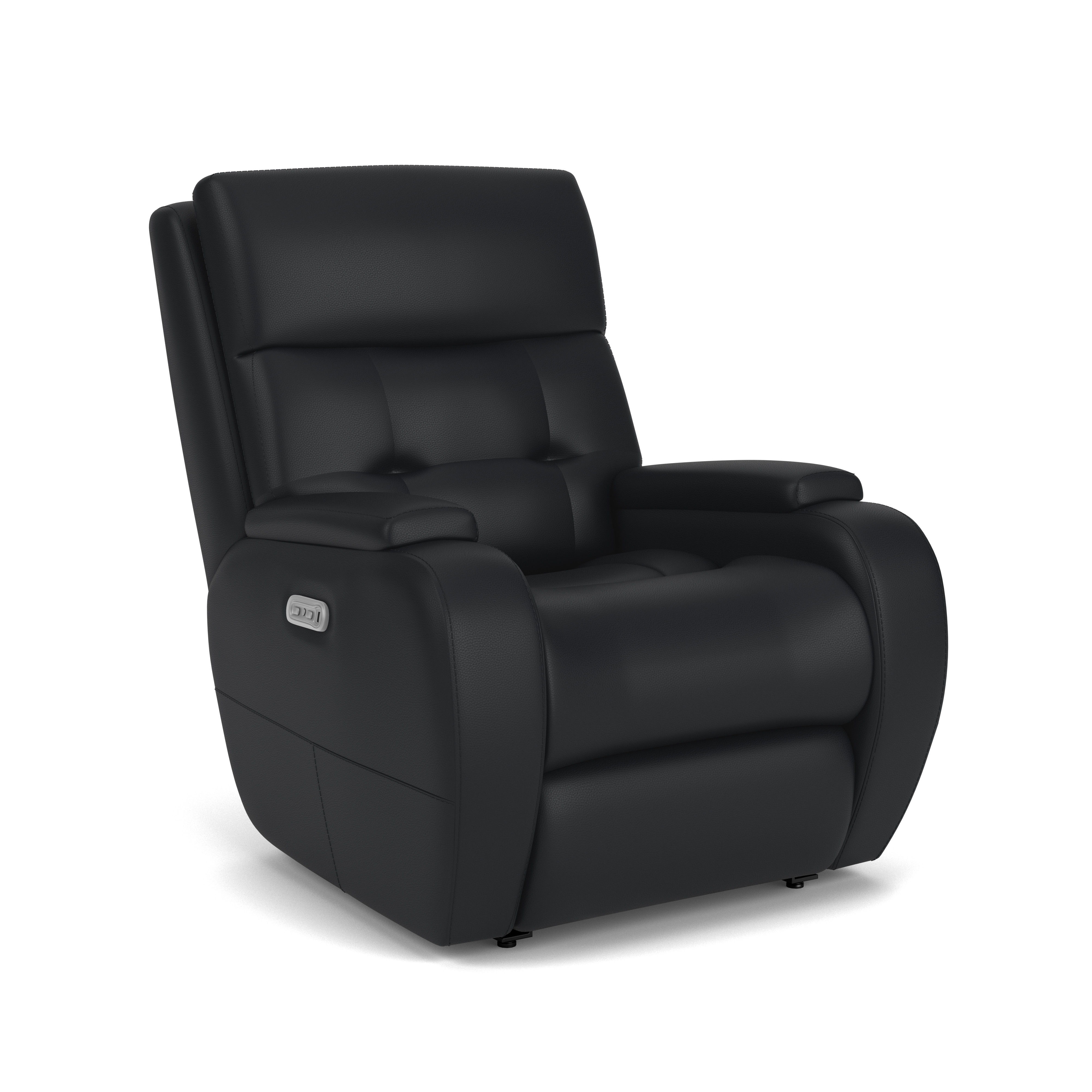Strait - Leather Power Recliner With Power Headrest, black