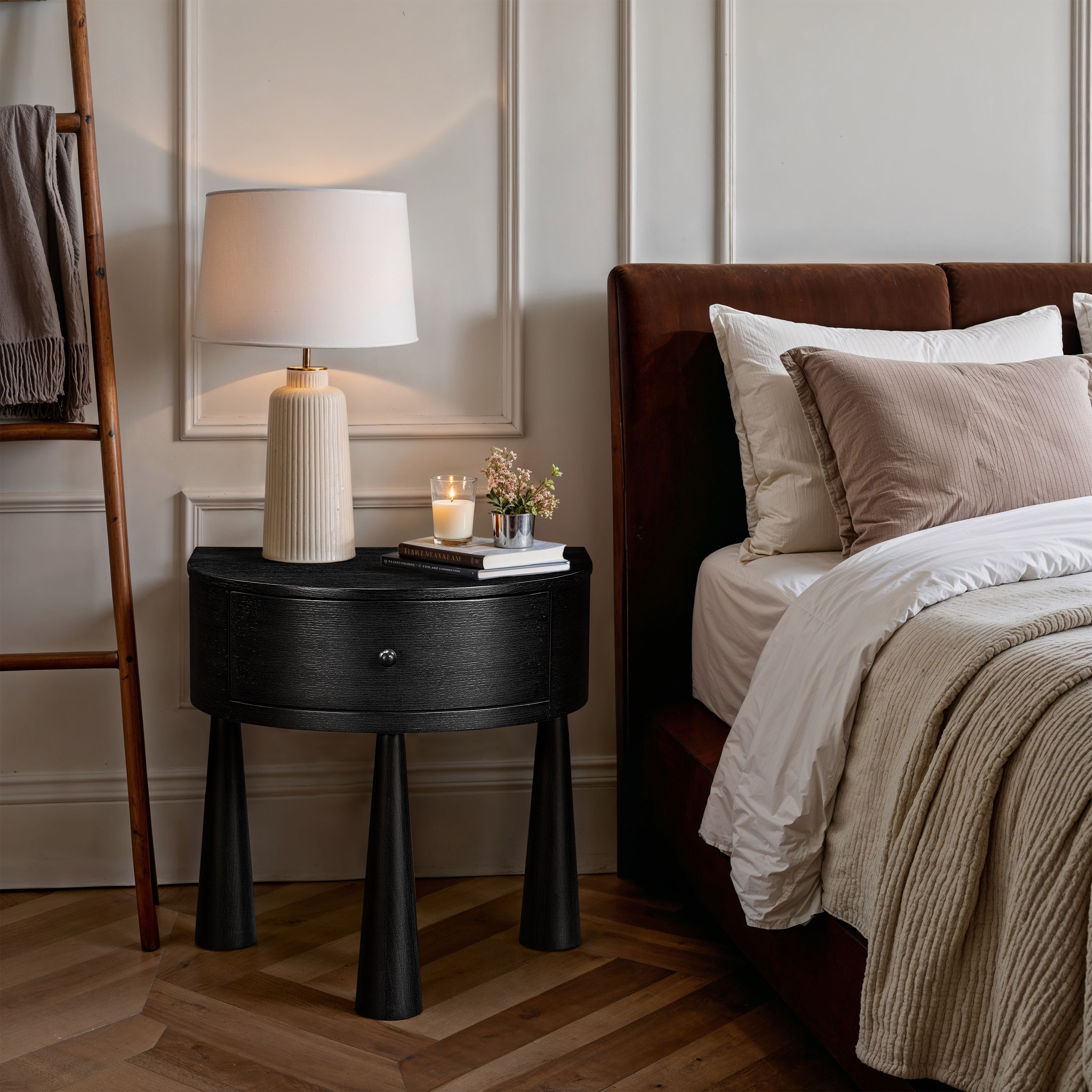 Oasis - Acacia Veneer And Solid Wood Night Stand - Black