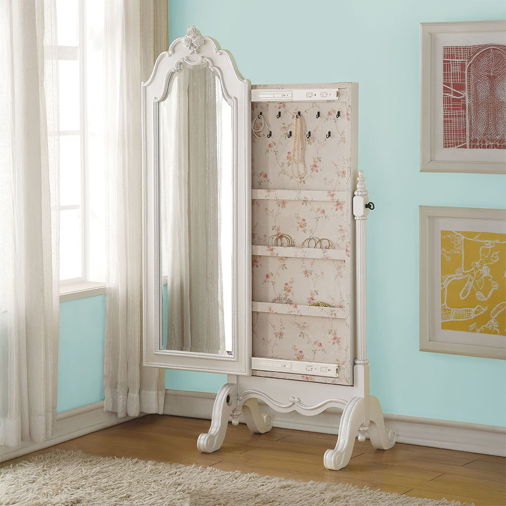 Edalene - Jewelry Armoire - Pearl White, white