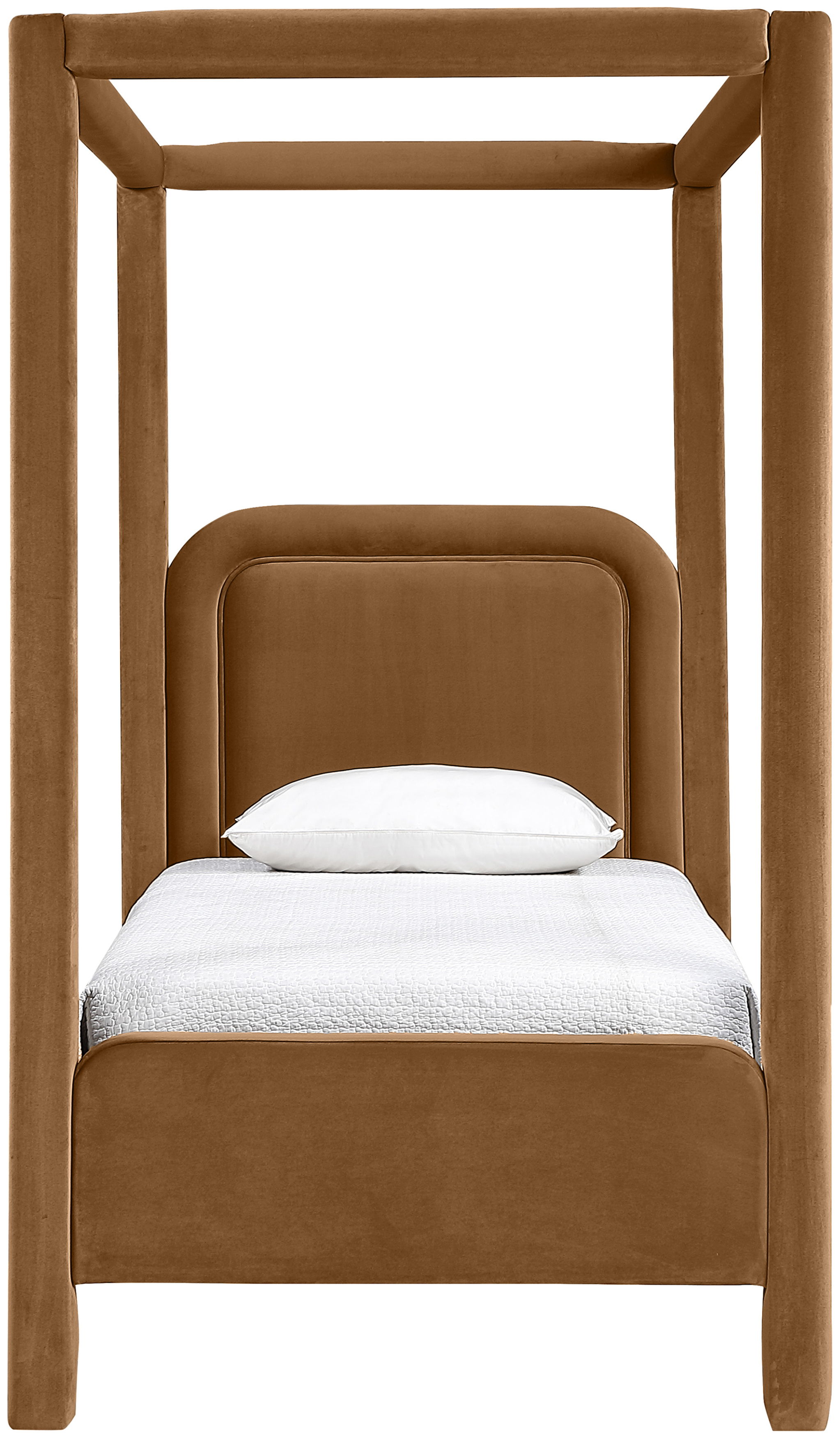 Salina - Velvet Upholstered Twin Bed - Saddle
