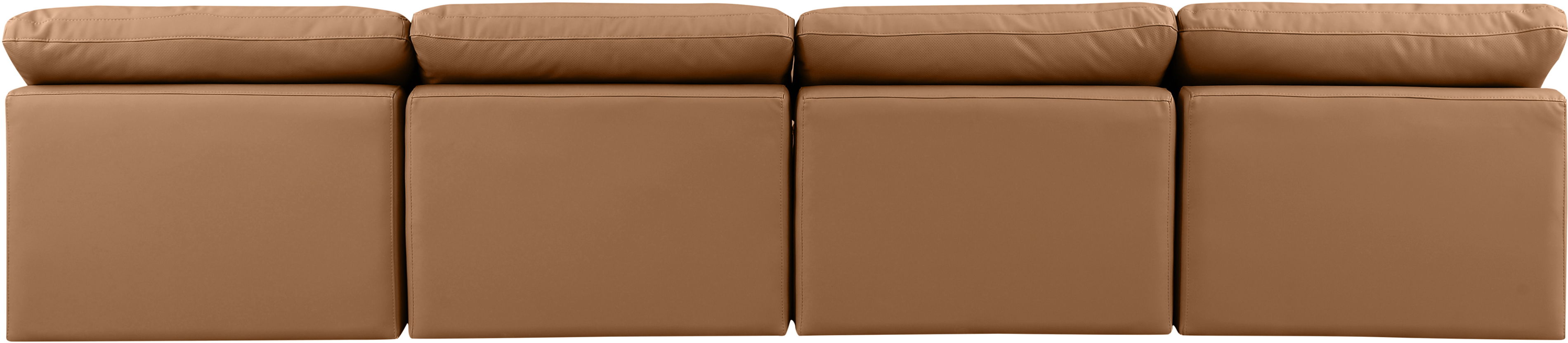 Indulge - Faux Leather 4 Piece Modular Armless Sofa - Cognac
