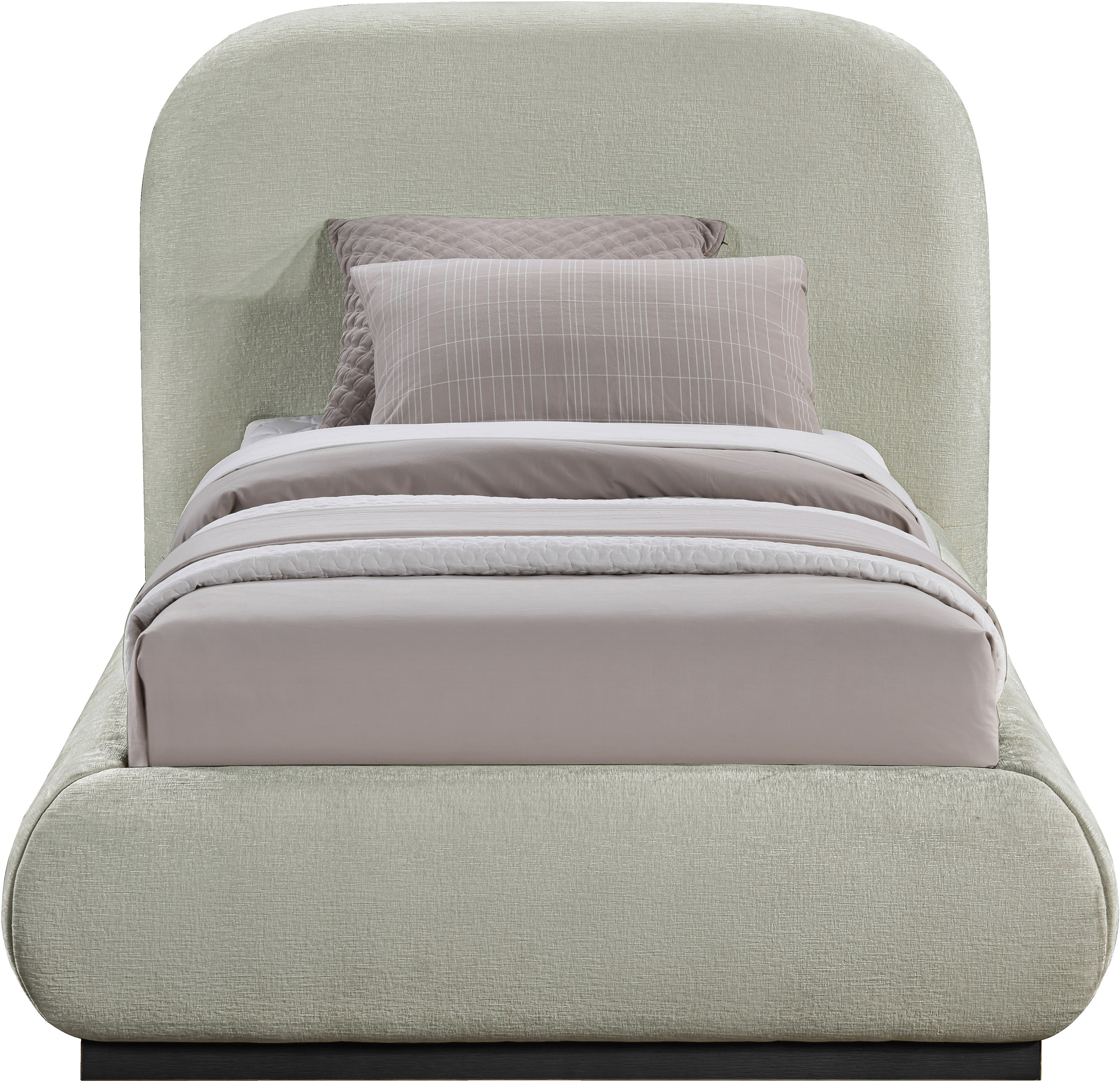 Vaughn - Chenille Twin Bed With Black Base - Mint