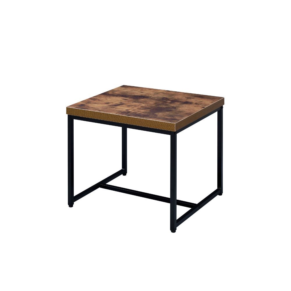 Bob - End Table - Weathered Oak & Black, light brown