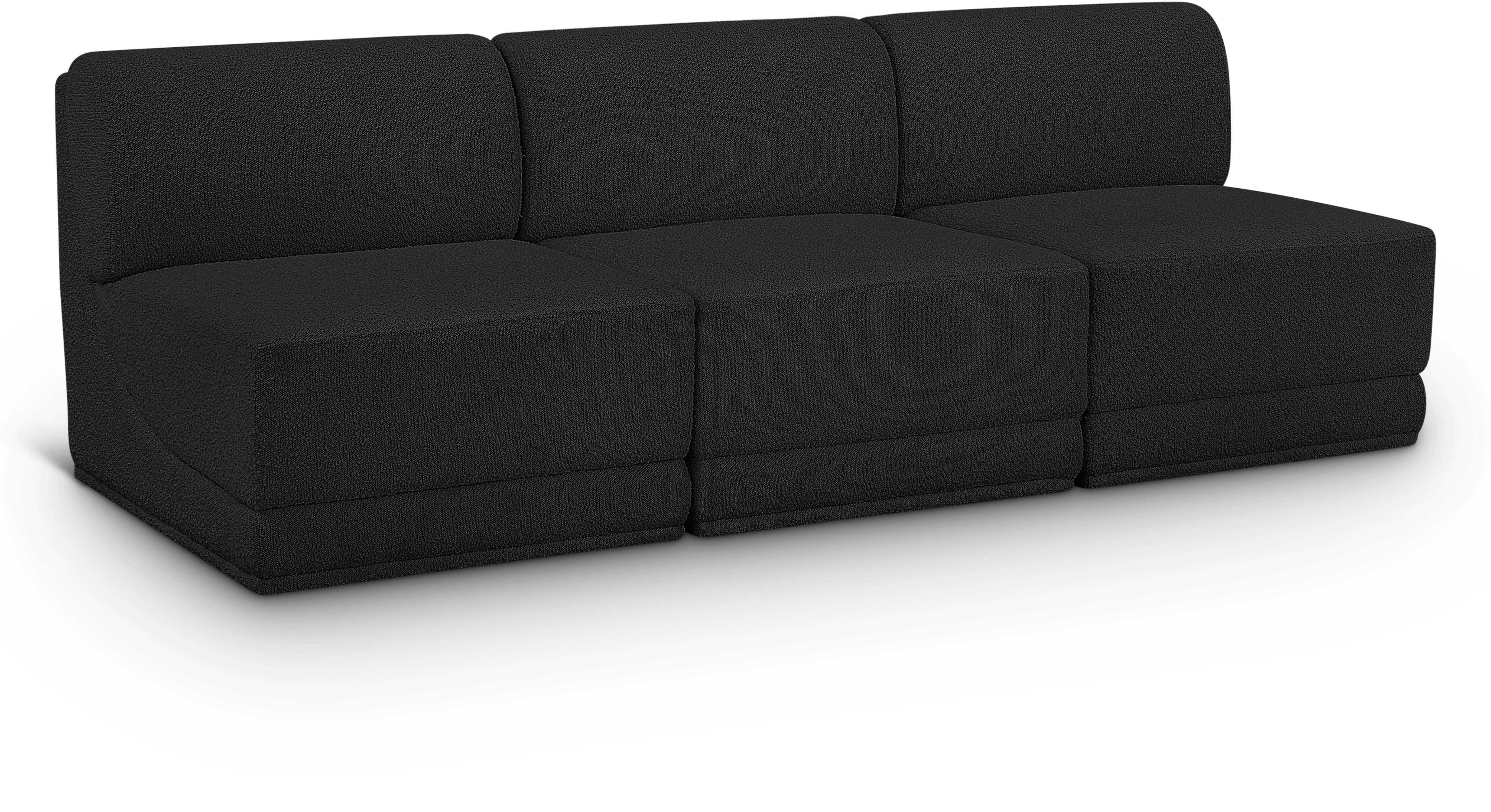 Ollie - 3 Seat Armless Modular Sofa - Black