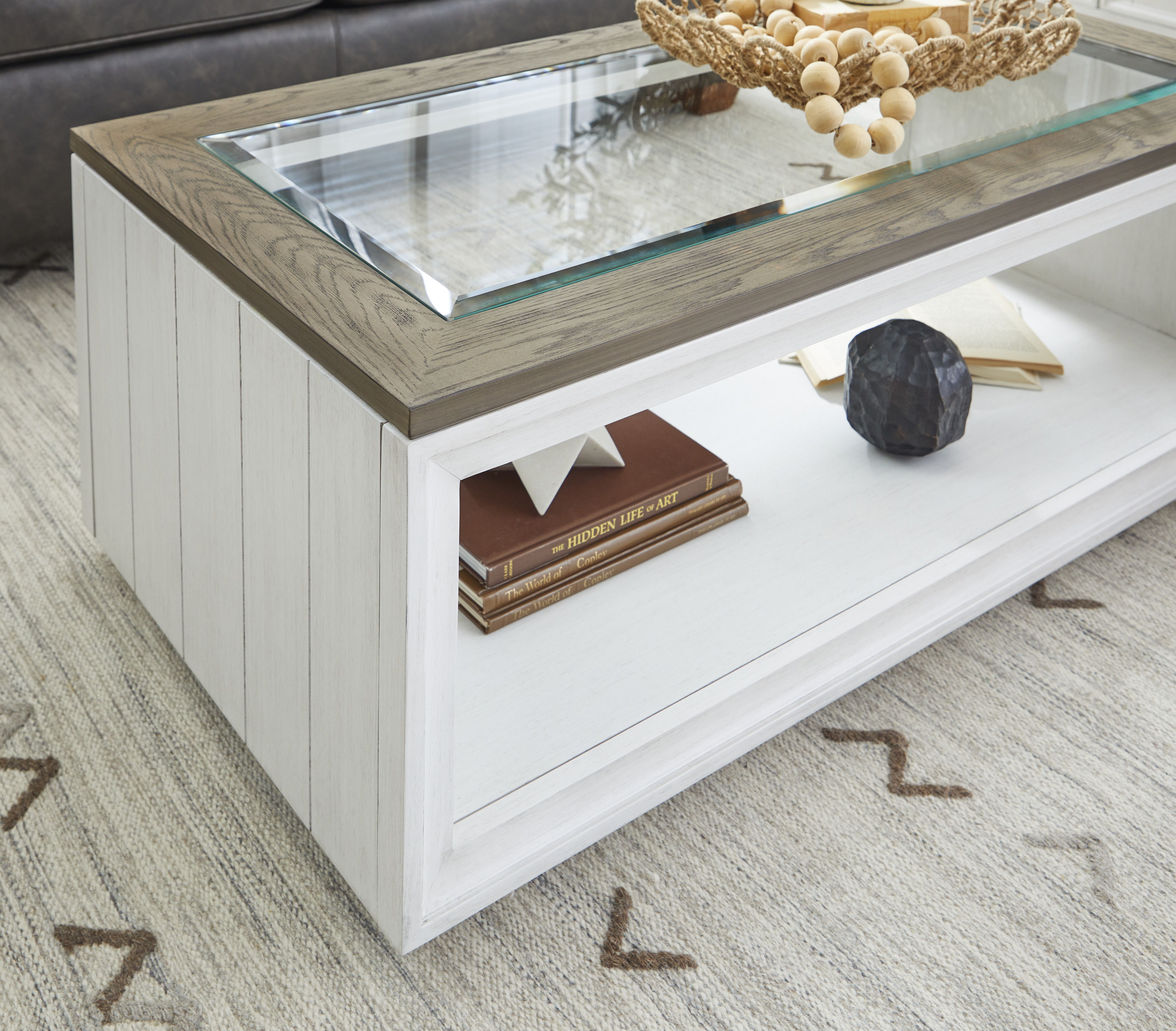Melody - Rectangular Coffee Table With Casters - White, white, view 5
