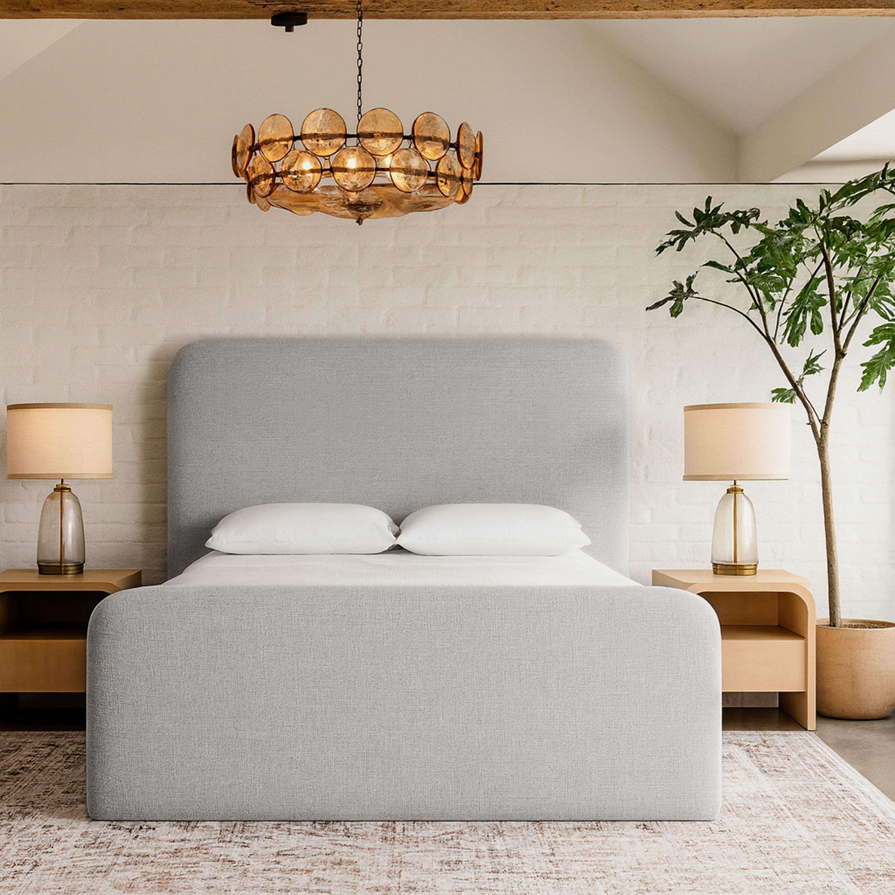 Fira - Linen Textured Fabric Upholstered Full Bed - Gray