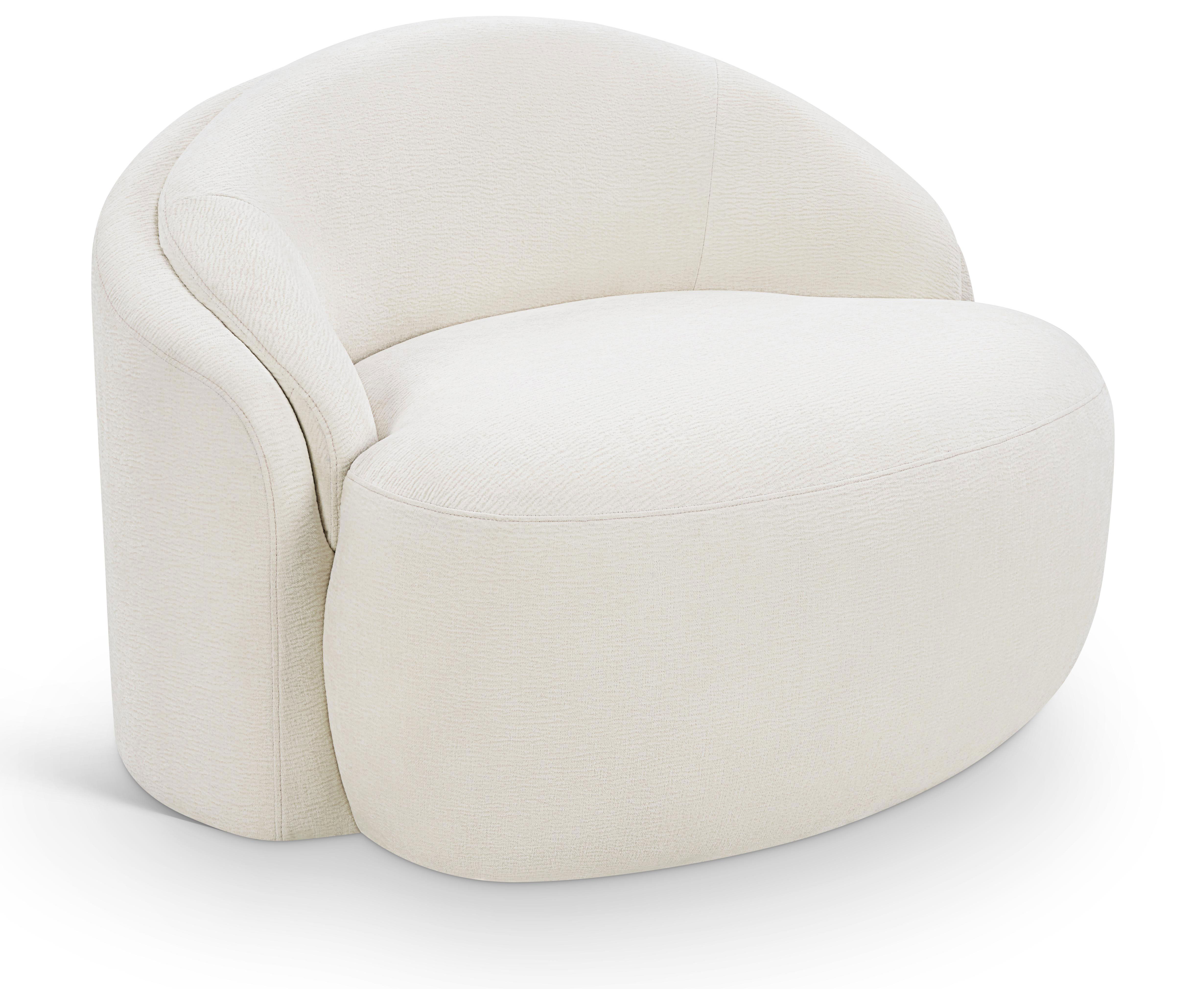 Caspian - Chenille Fabric Upholstered Chair - Cream
