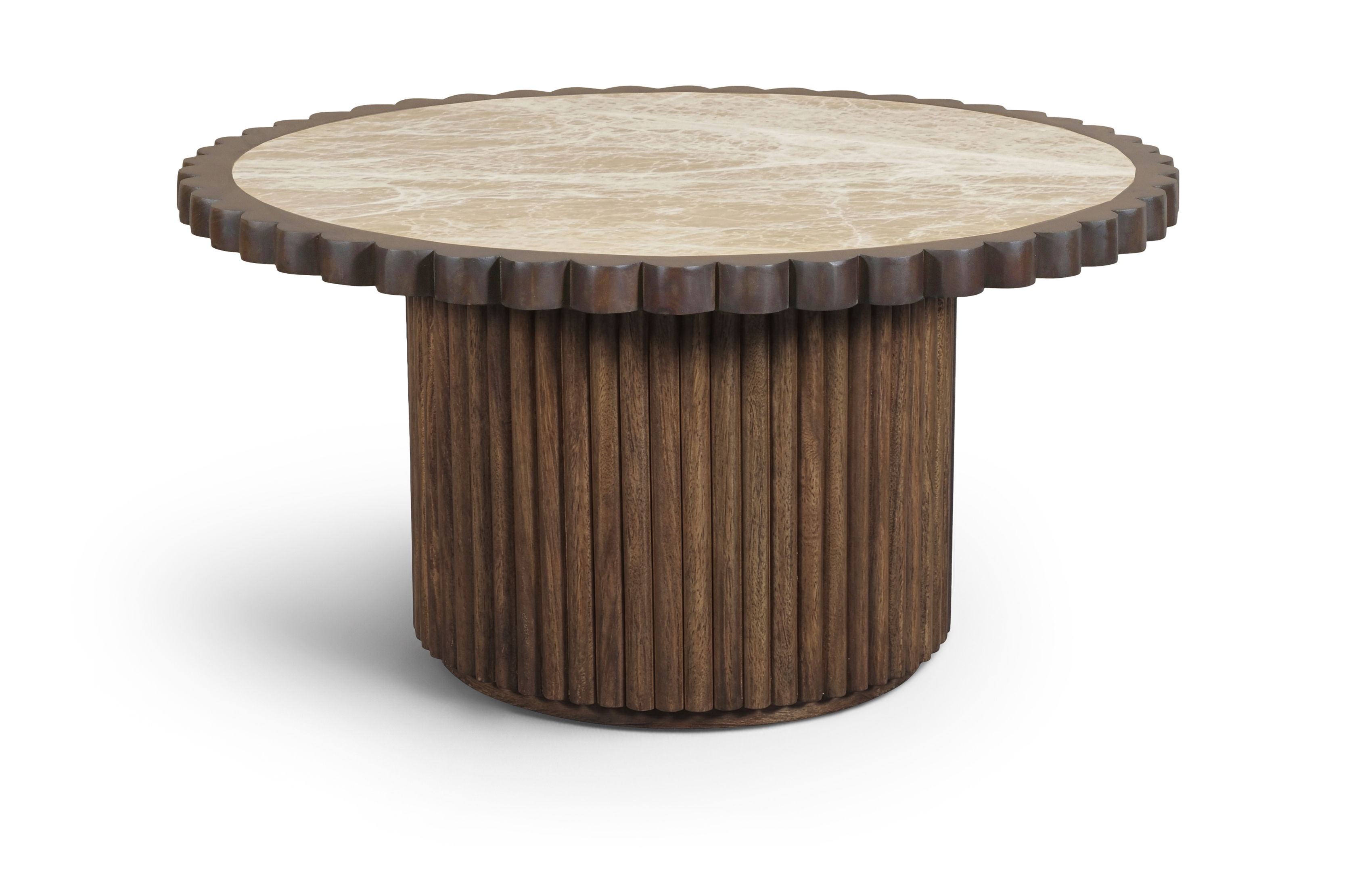 Elvira - Marble And Mango Wood Coffee Table - Beige / Brown
