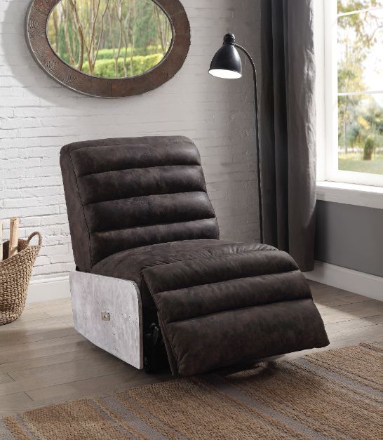 Okzuil - Power Motion Recliner - Two Tone Gray Top Grain Leather & Aluminum, dark brown, view 7