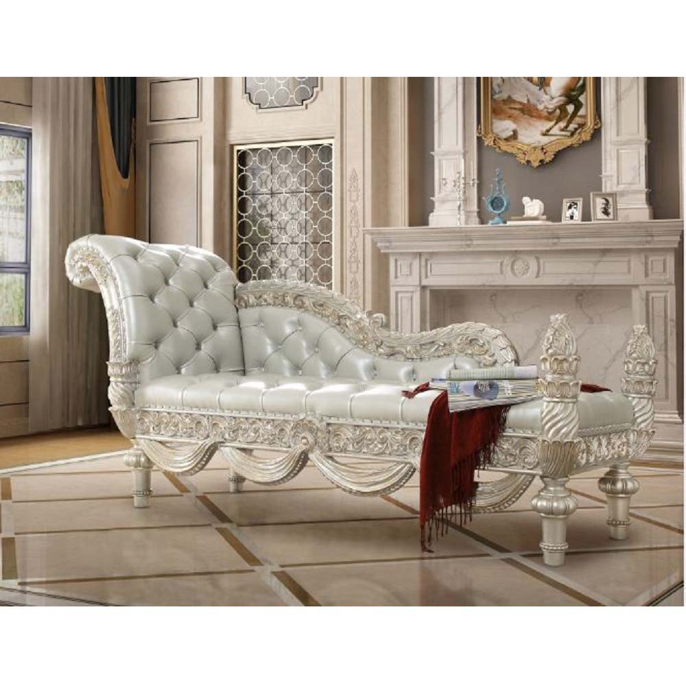 Sandoval - Bench - Beige Synthetic Leather & Champagne, beige